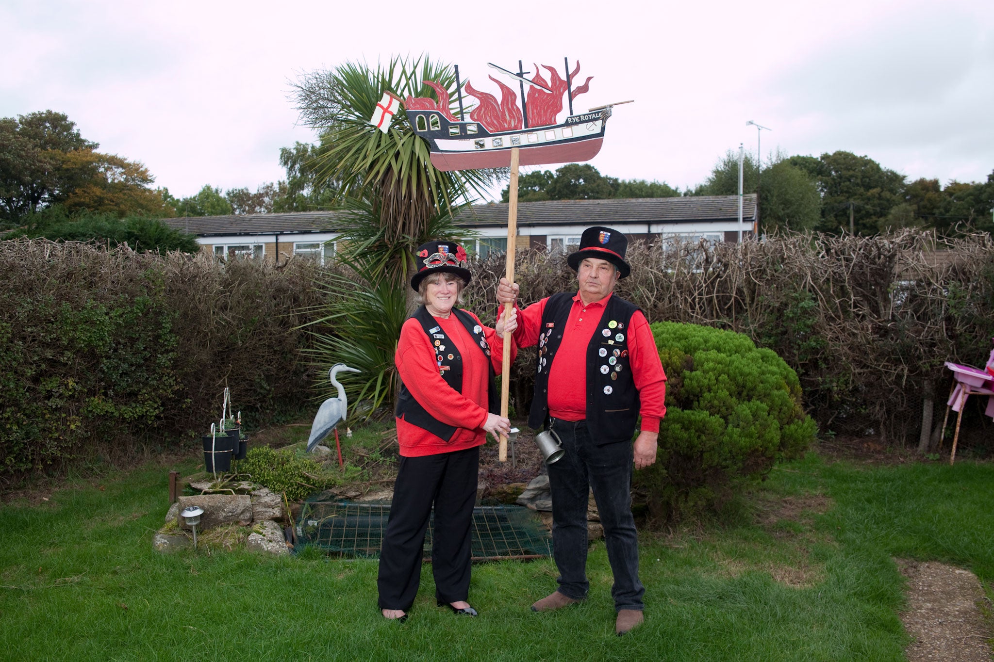 Sandra and Francis Warren have donned their hats as part of the Rye bonfire for two decades; Francis's grandparents were members in the 1930s