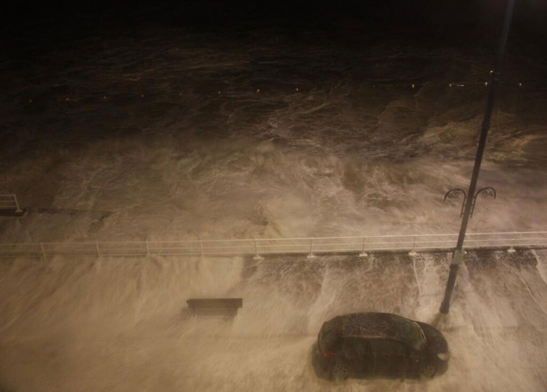 Aberystwyth was bombarded with high-winds overnight.