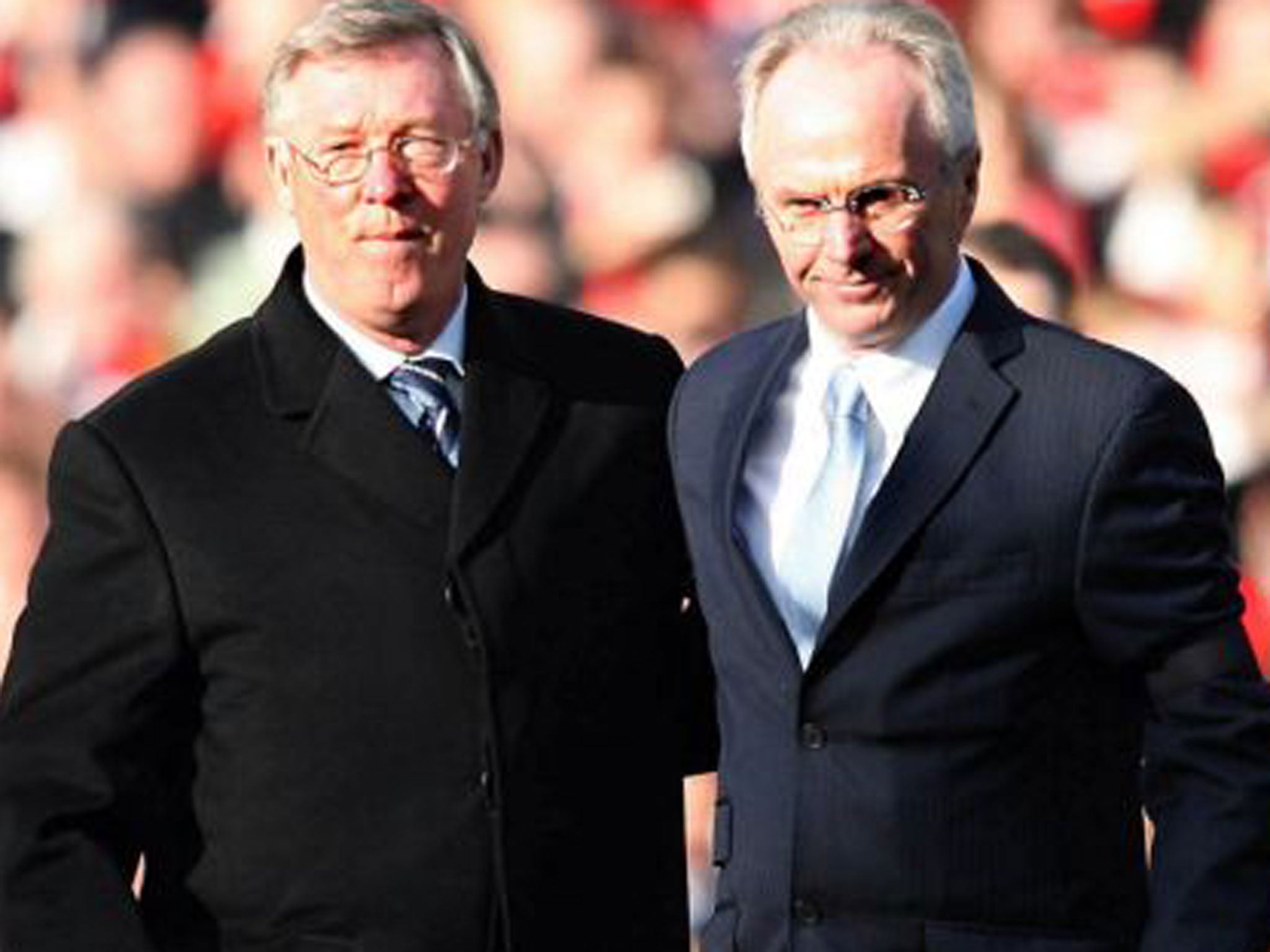 Sir Alex Ferguson (left) with Sven Goran-Eriksson during the Swede's time as Manchester City manager