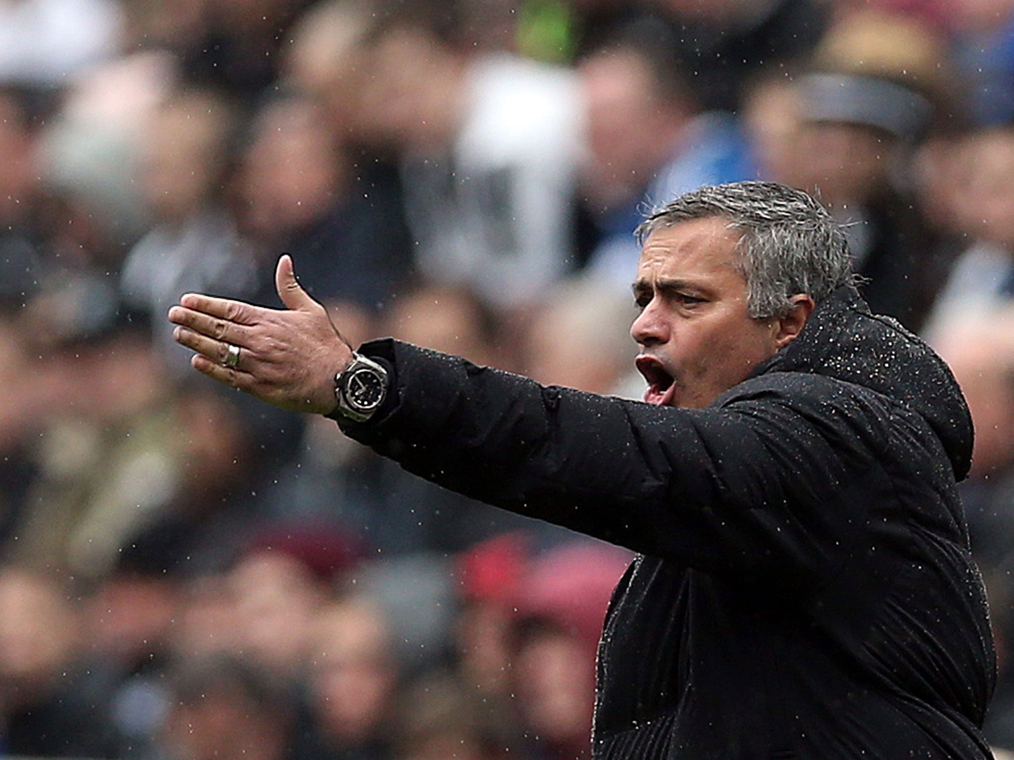 Jose Mourinho shows his displeasure with Chelsea’s performance at a damp St James’ Park