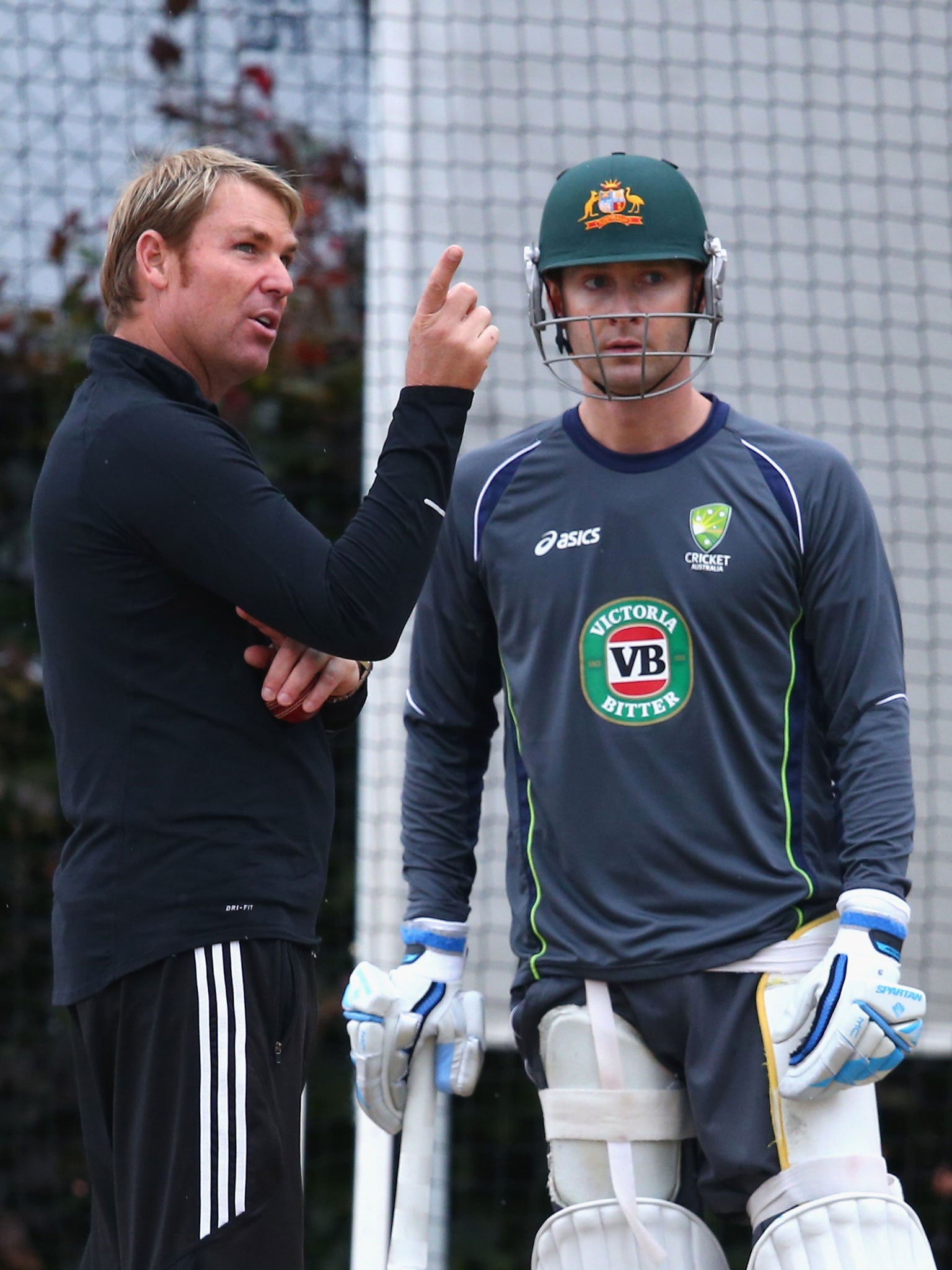 Shane Warne chats to 'best friend' Michael Clarke in England last summer