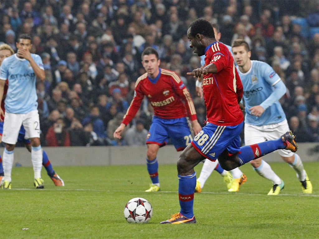 Doumbia converts a penalty past Costel Pantilimon