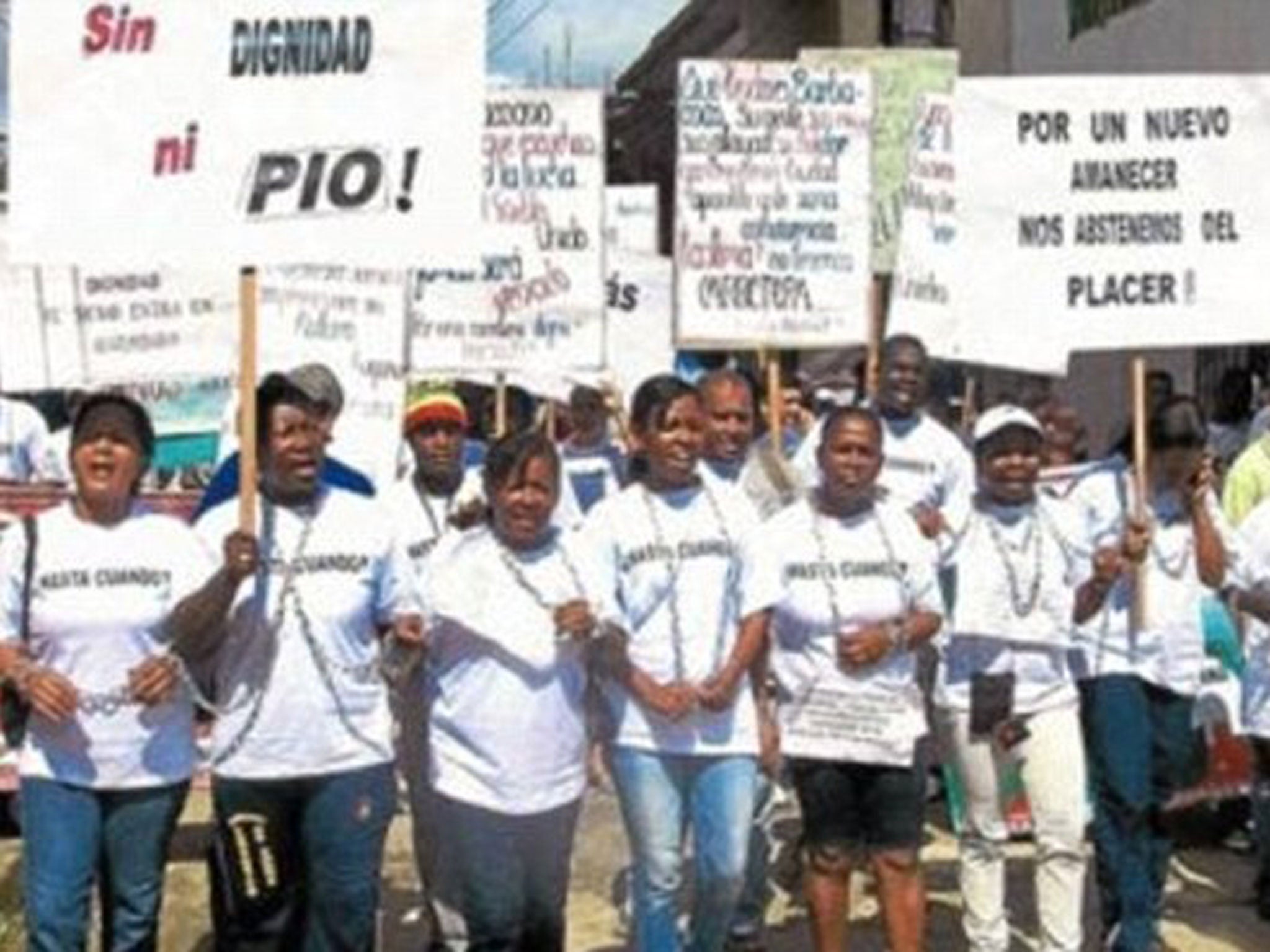 The group at a Crossed Legs protest march in 2011