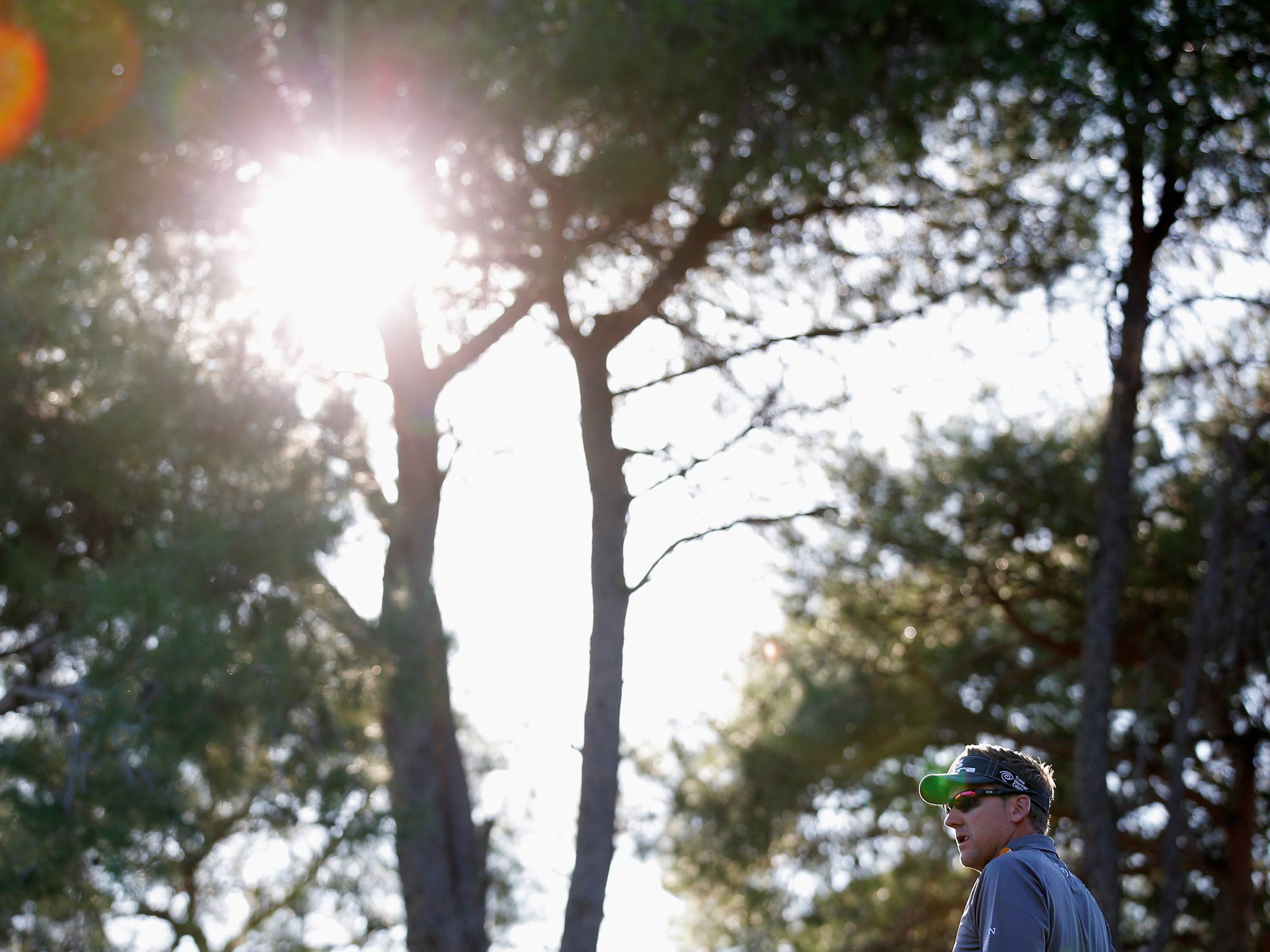 Ian Poulter of England looks on after he hits his tee shot the 16th hole during the second round of the Turkish Airlines Open at The Montgomerie Maxx Royal Course