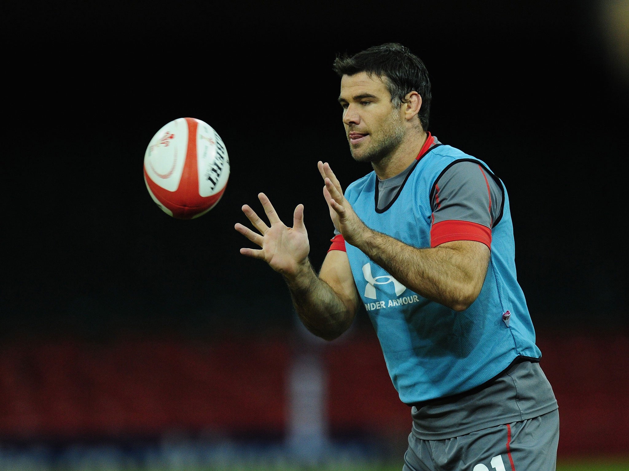 Mike Phillips, one of many in the Wales team with Lions experience, in training