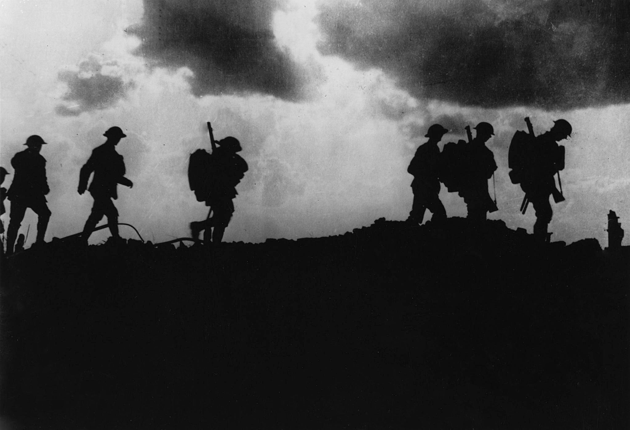 British troops moving up to the trenches near Ypres in 1917