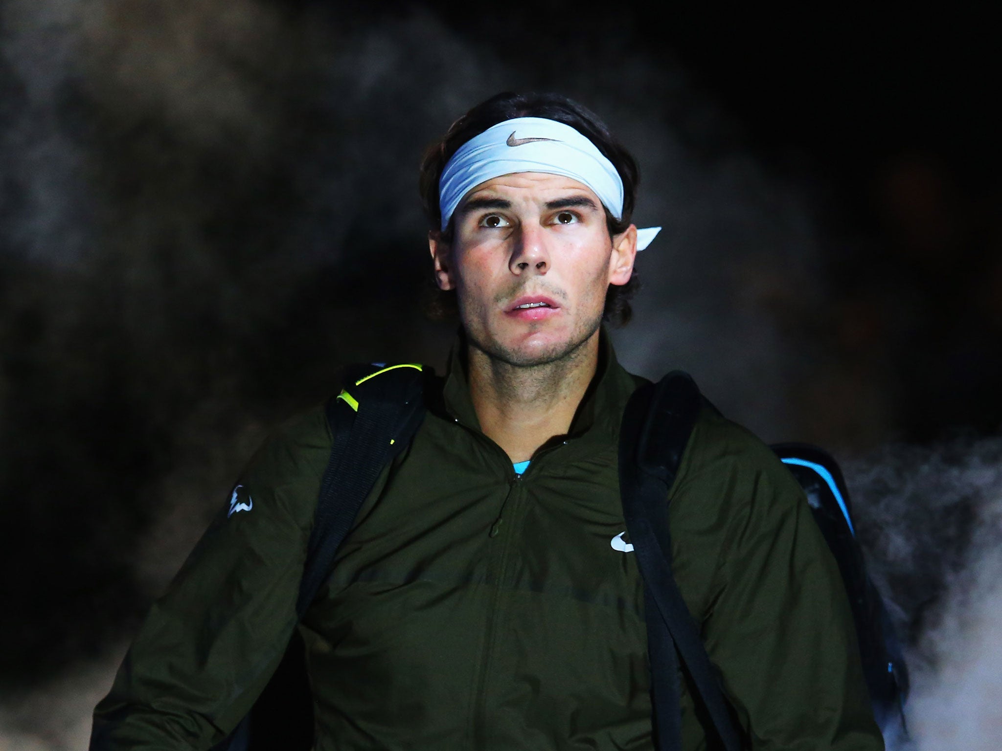 Rafael Nadal walks out for his men's singles match against Tomas Berdych during day five of the Barclays ATP World Tour Finals