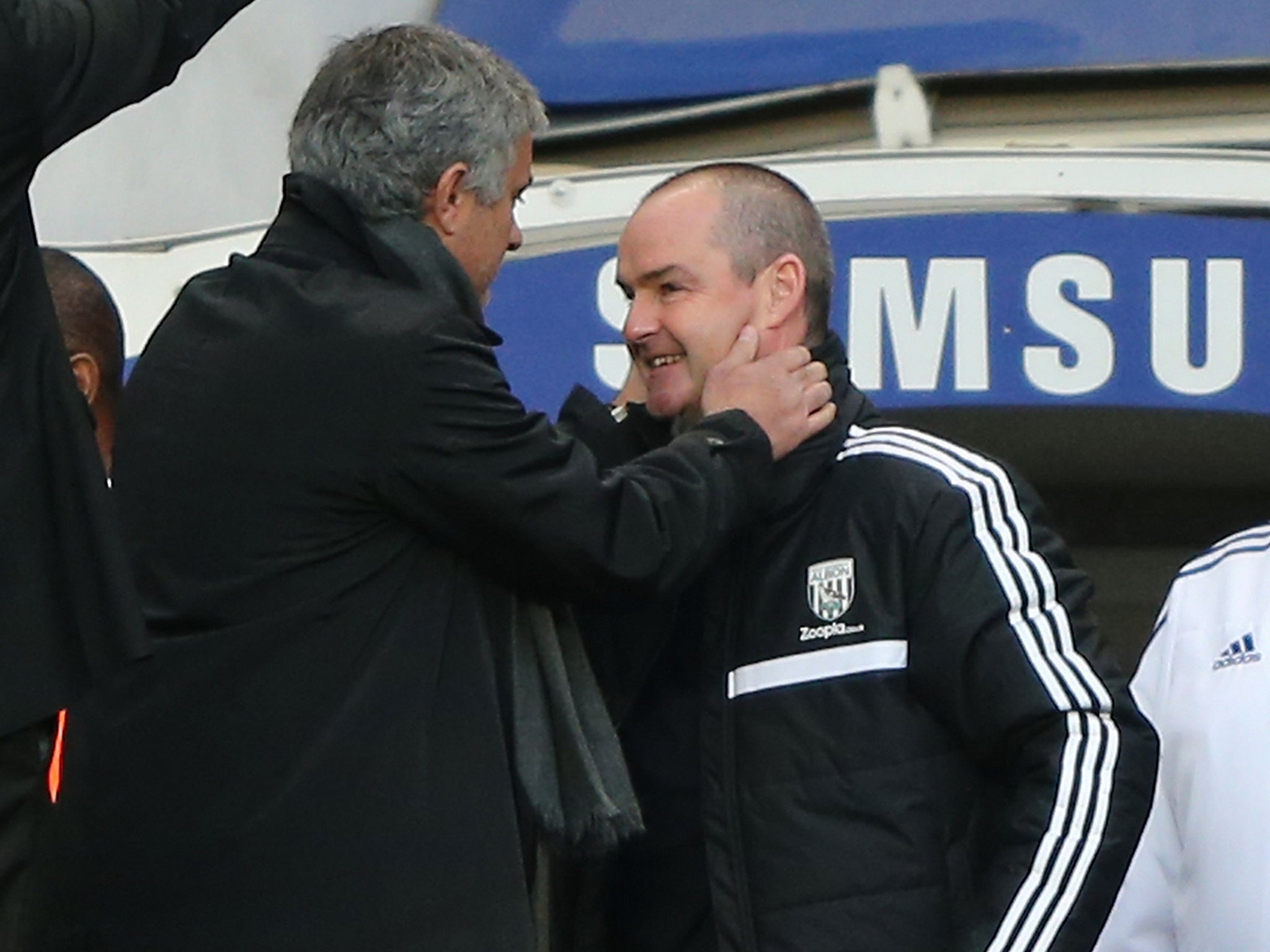 Jose Mourinho is reunited with his former coach Steve Clarke before kick-off.