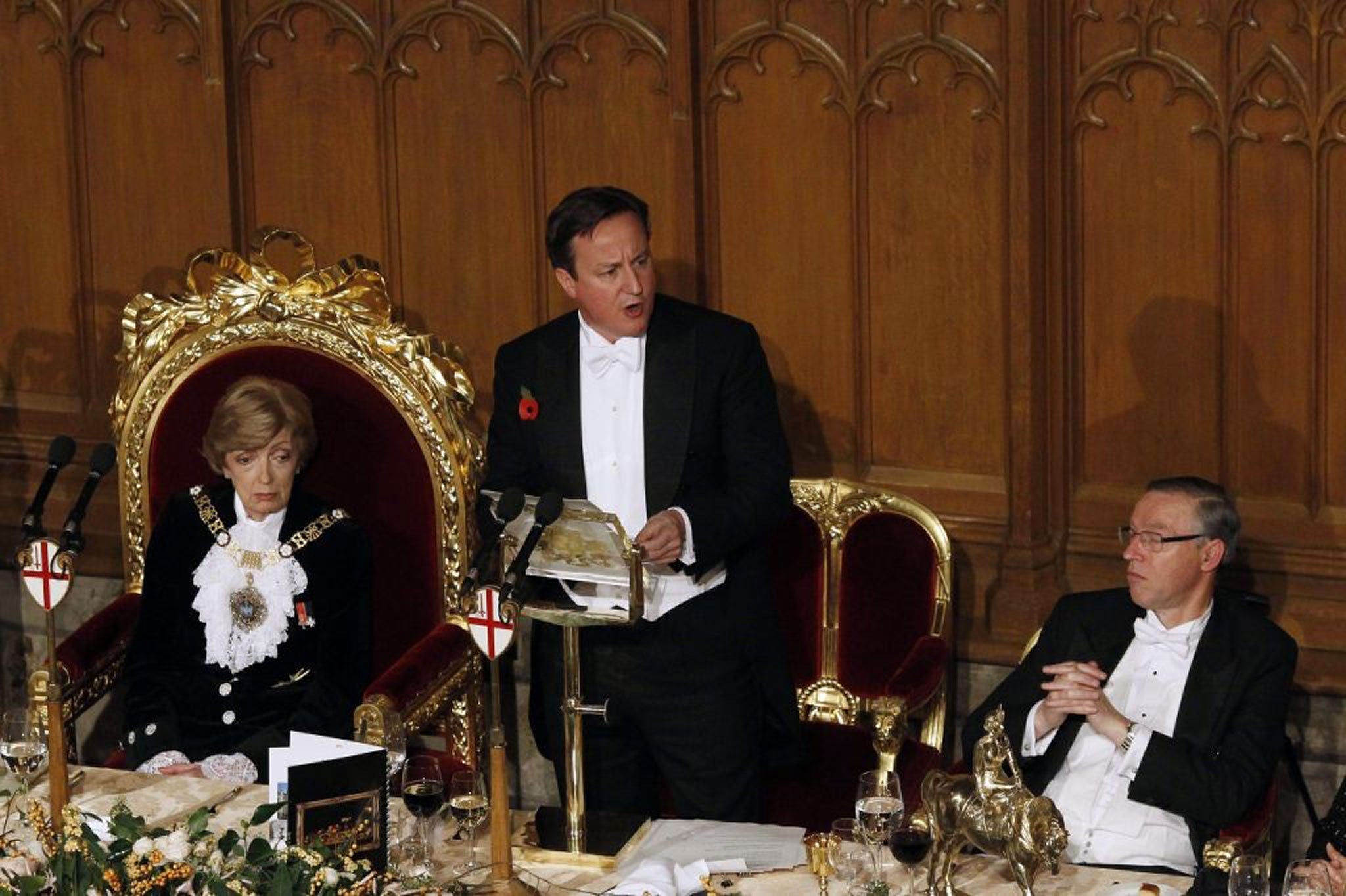 David Cameron at the Lord Mayor's banquet, where he called for a permanent culture of austerity