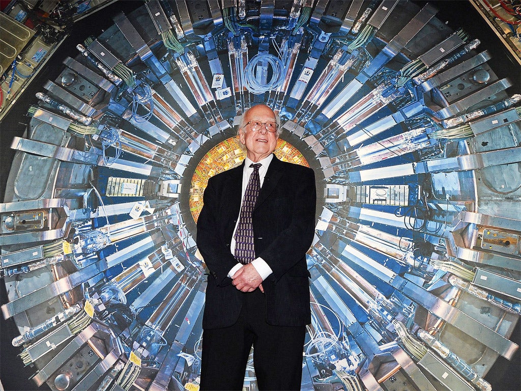 Professor Peter Higgs at the Science Museum's 'Collider' exhibition in London