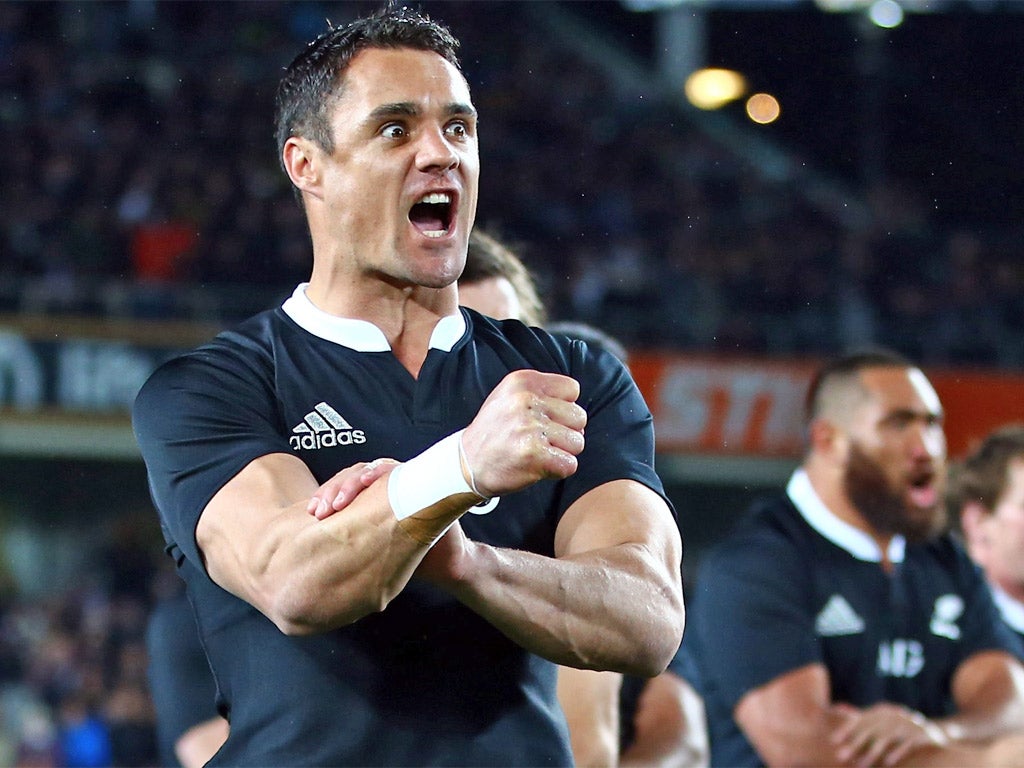 New Zealand legend Dan Carter performs the haka