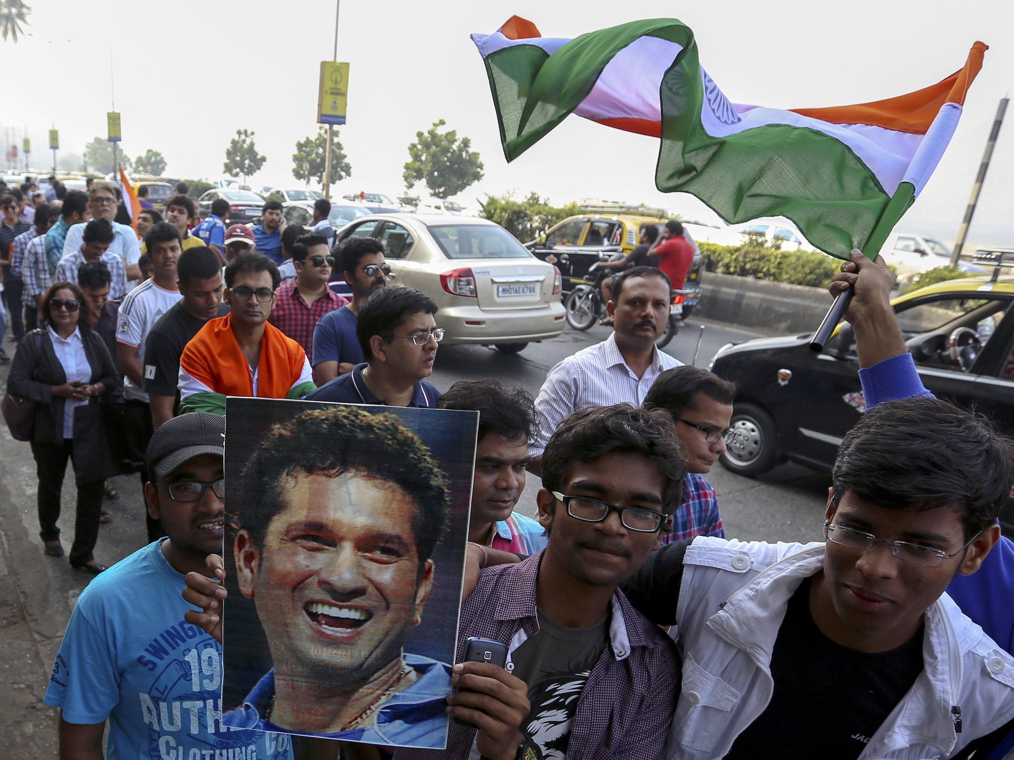 Indian supporters queue to watch Sachin Tendulkar's final match