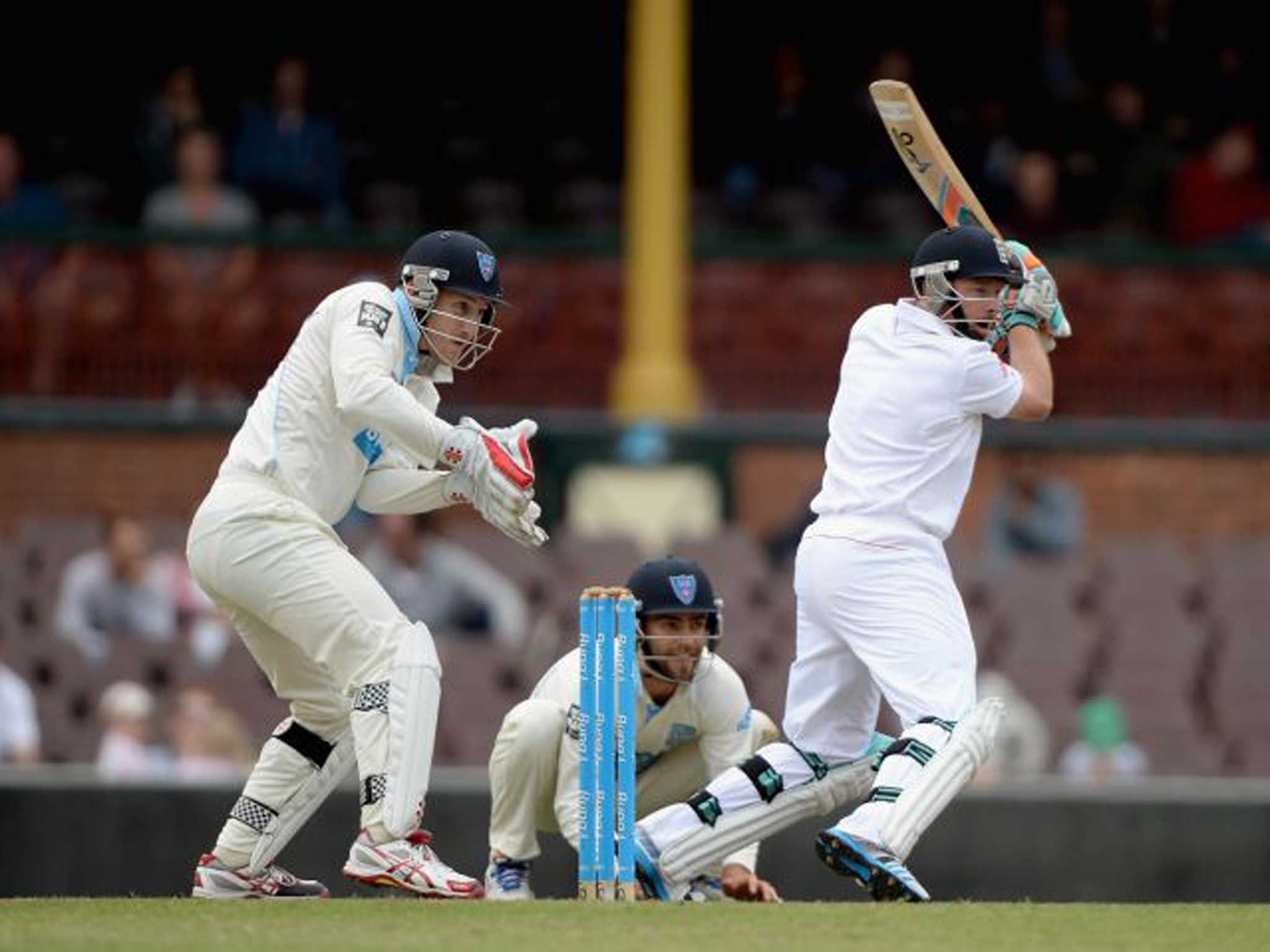 Just before the skies broke, Ian Bell launched a six over extra cover to bring the scores level and then late dabbed a four