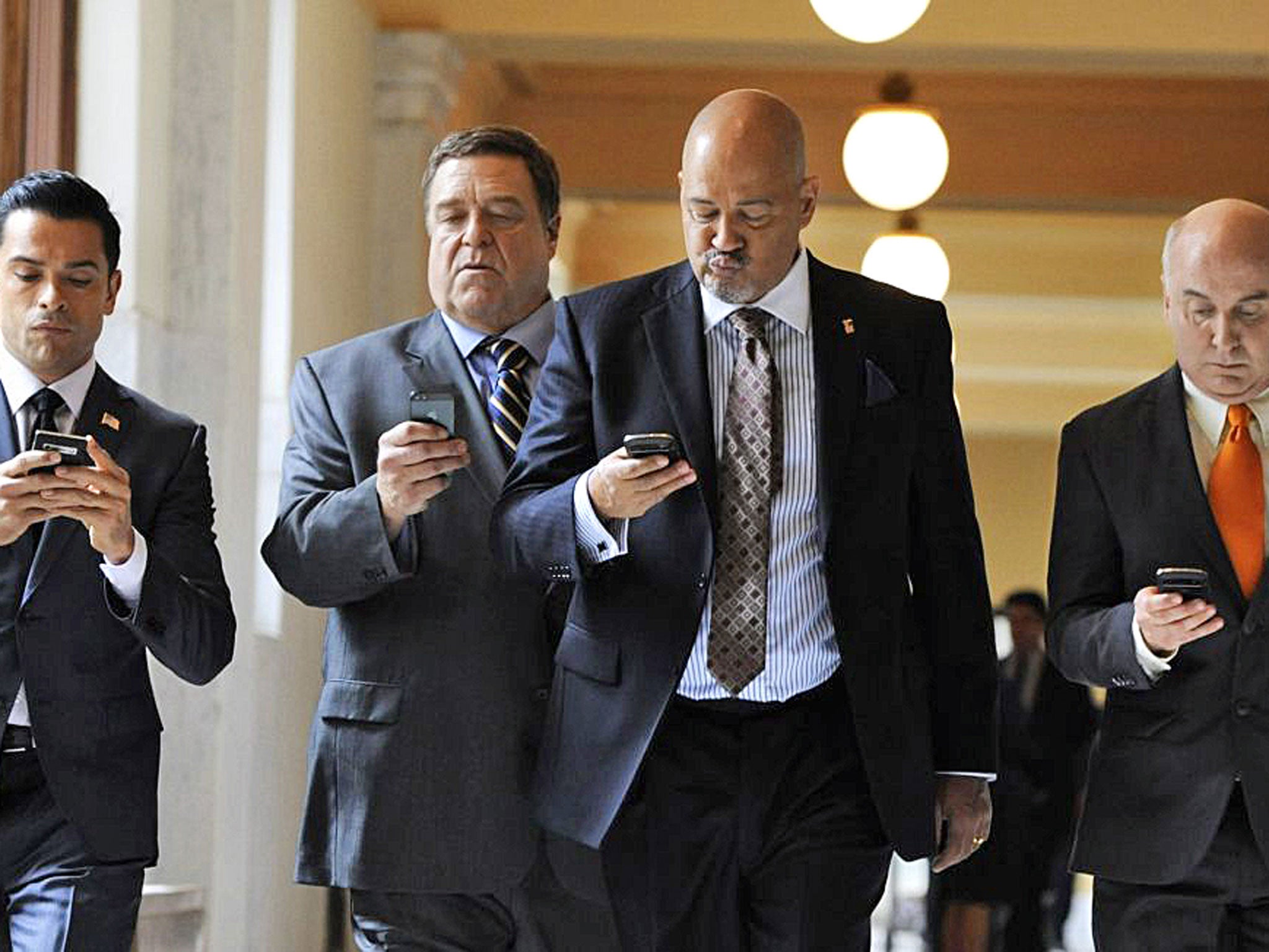 The senator set: Mark Consuelos, John Goodman, Clark Johnson and Matt Malloy in Amazon's 'Alpha House'