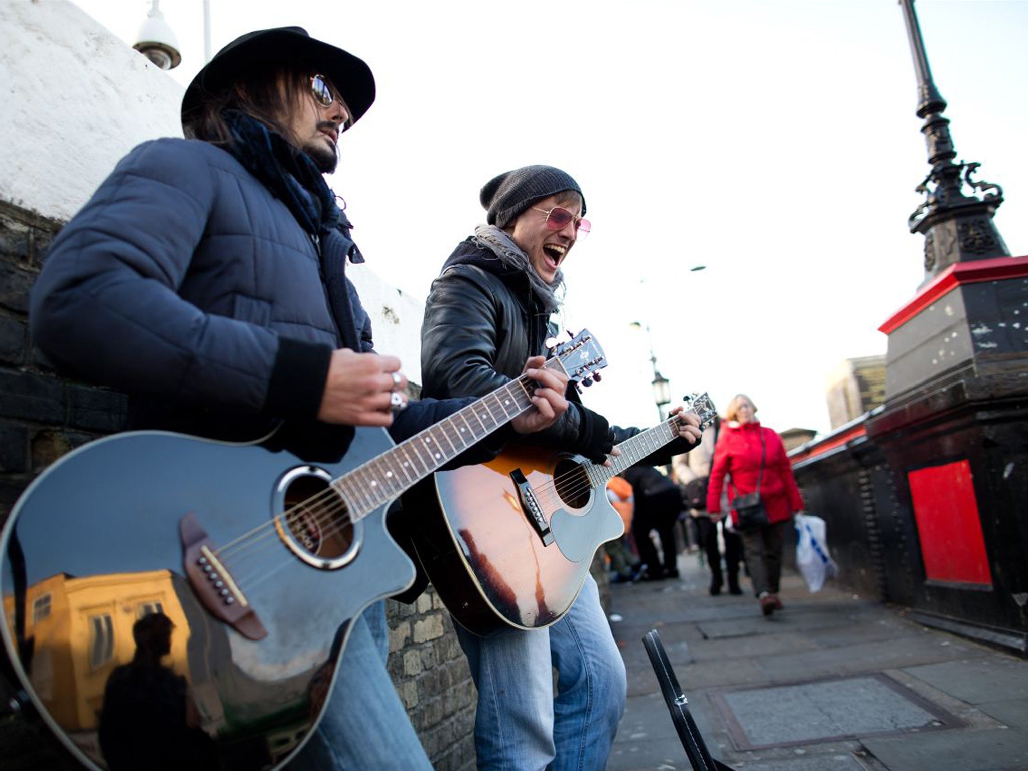 Buskers perform in Camden