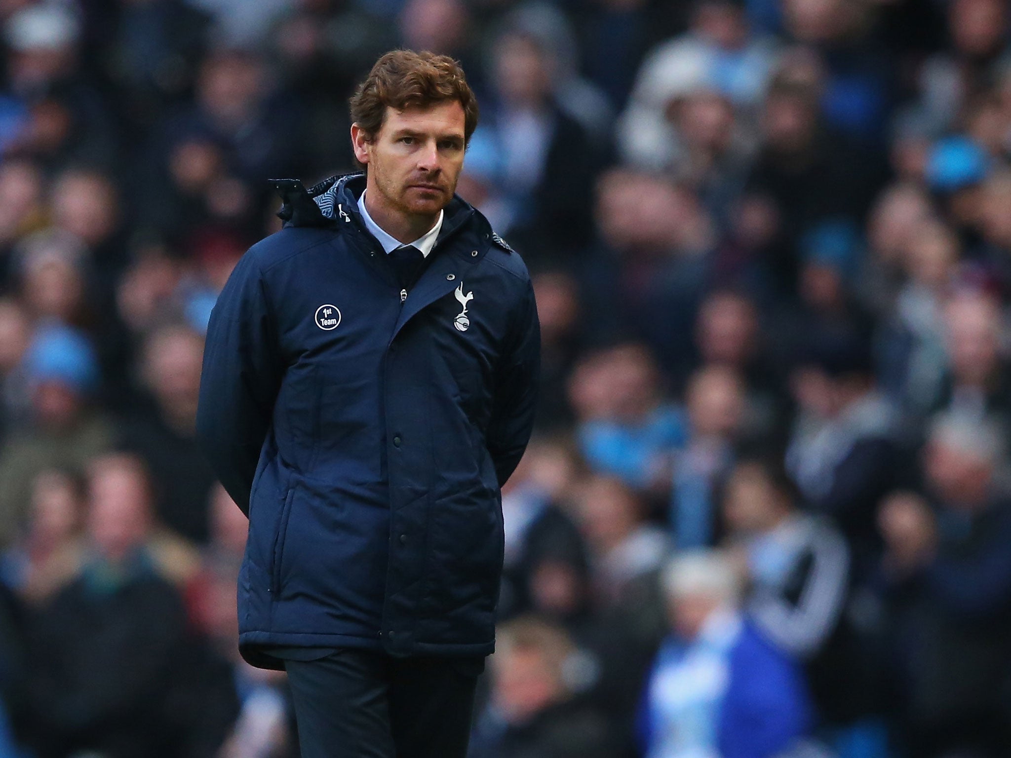 Andre Villas-Boas the manager of Tottenham Hotspur looks on during the Barclays Premier League match between Manchester City and Tottenham Hotspur