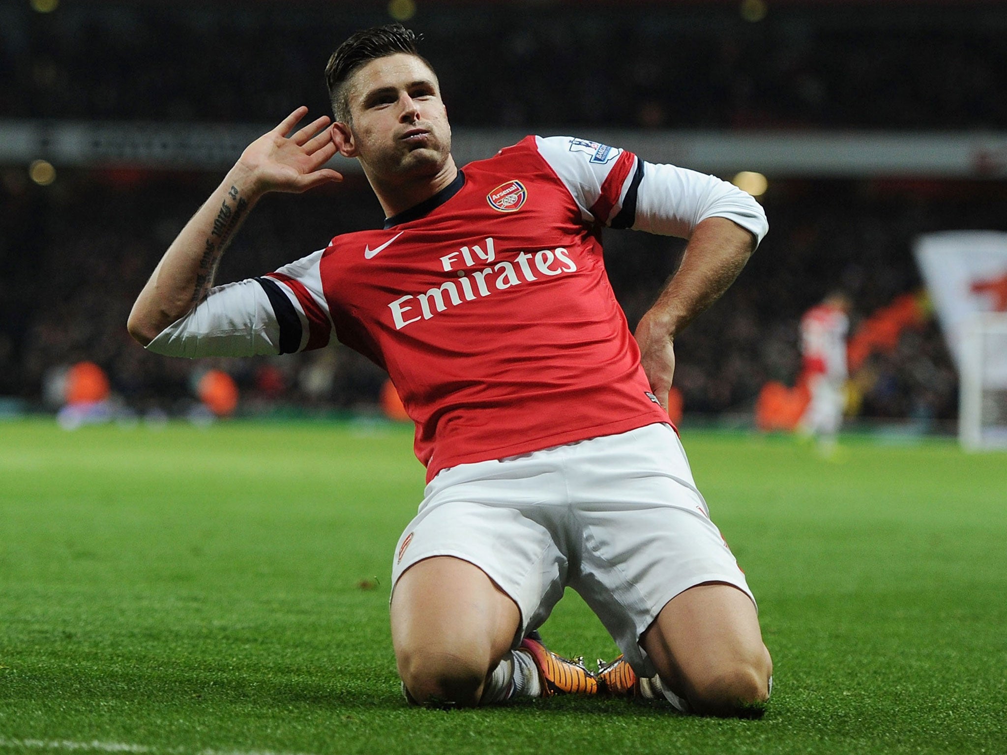 Olivier Giroud after scoring Arsenal's second goal