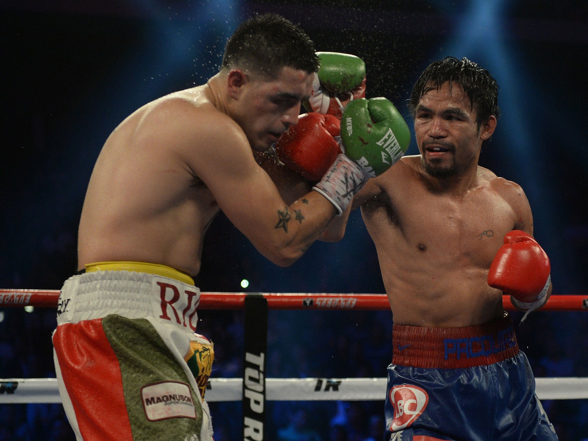 Manny Pacquiao (right) outclassed Brandon Rios in Macau early