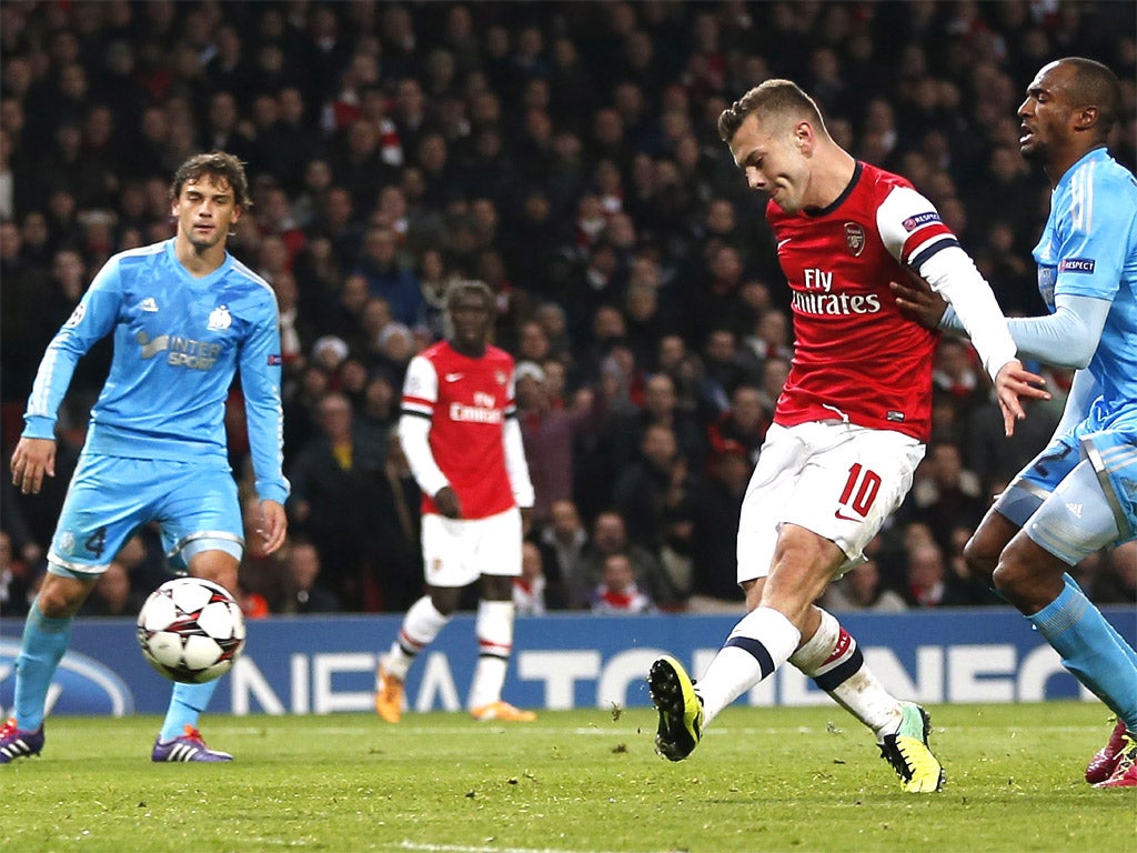 Jack Wilshere scored twice in the Gunners' 2-0 win over Marseille