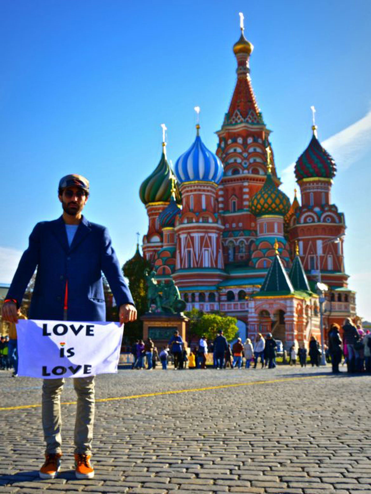 Photographer Enrico Procentese was confronted by police moments after this photograph was taken, apparently for flouting Russia's new 'anti-gay' laws