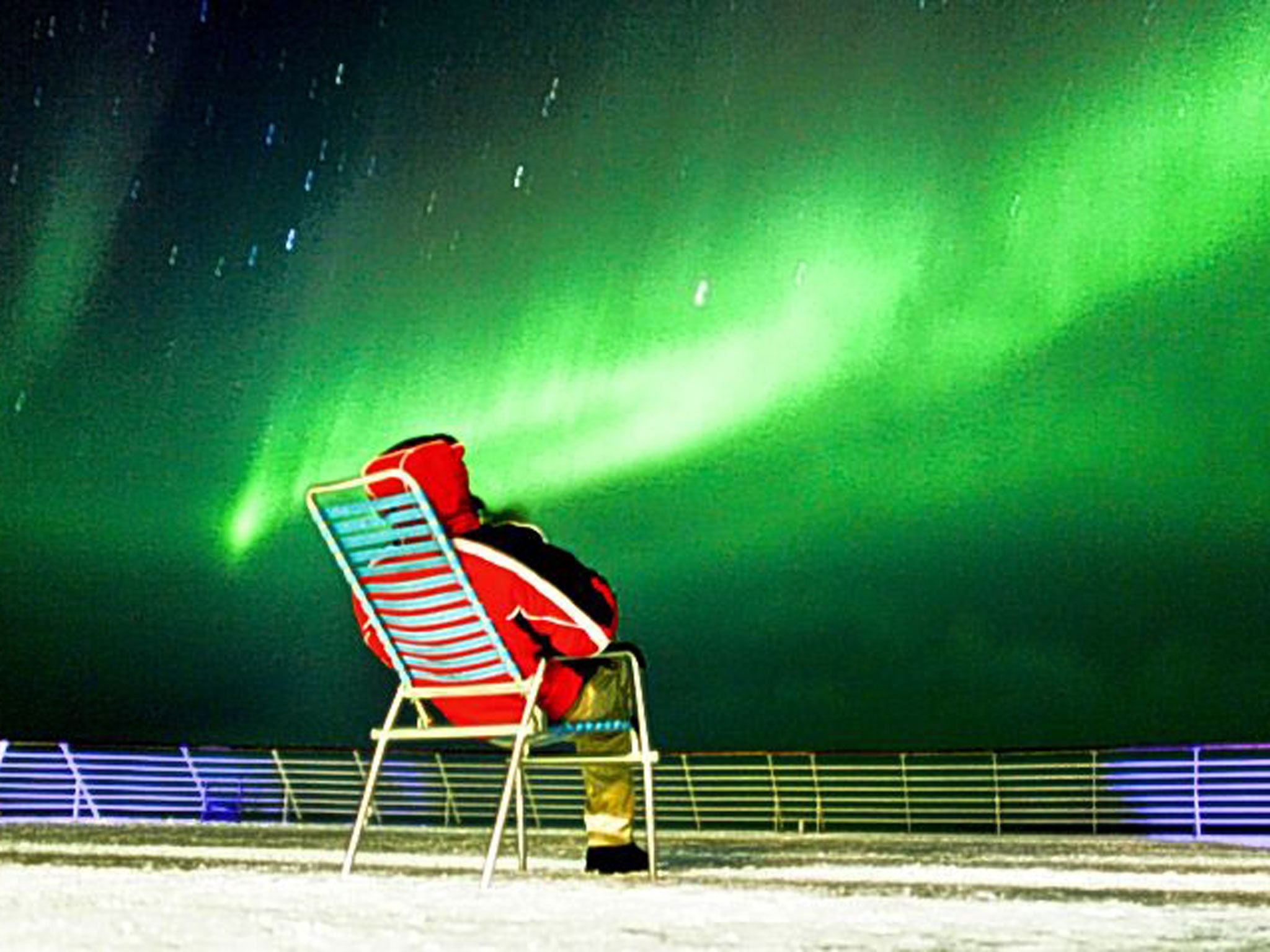 Light fantastic: a passenger takes in the Aurora Borealis