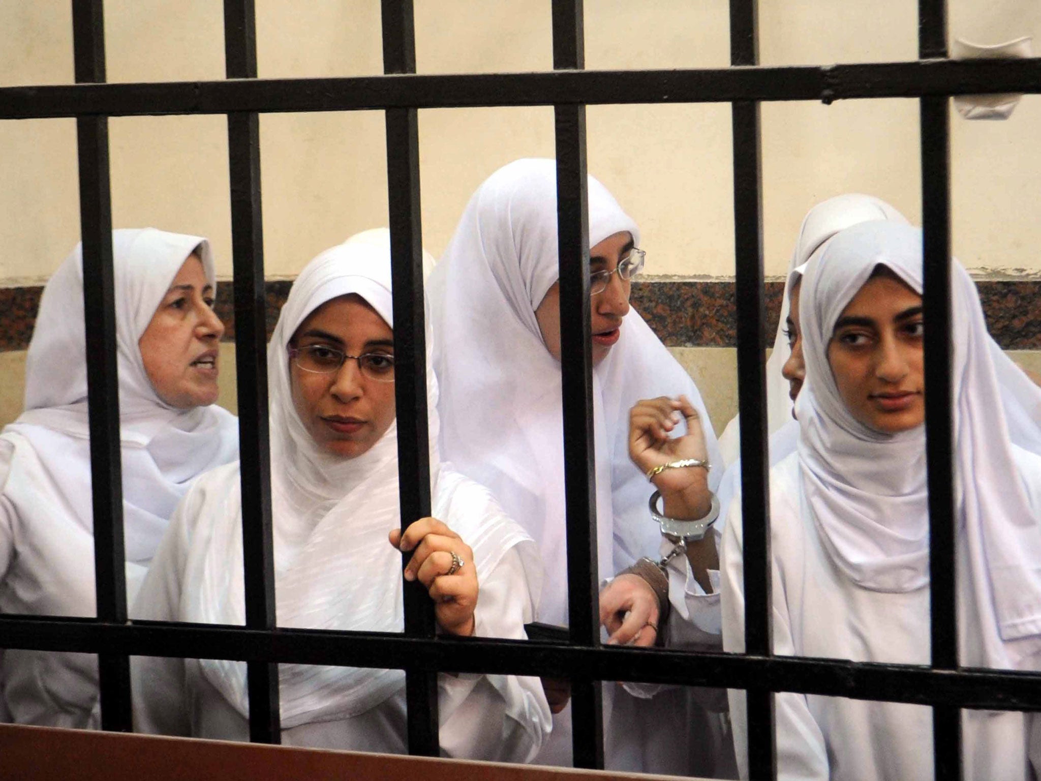 Some of the 21 Islamist women and girls who were arrested for demonstrating in Alexandria. The adults were each jailed for 11 years while the teenagers were sent to children's homes