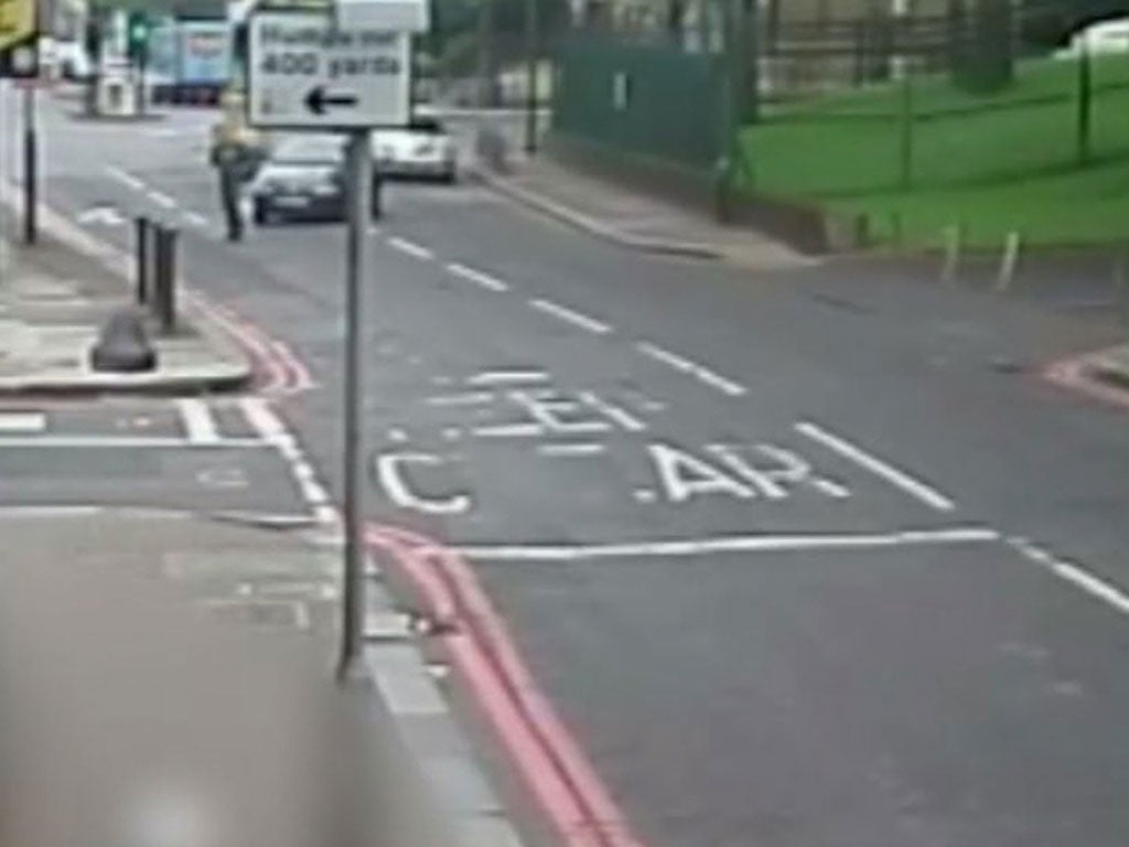 The jury was shown CCTV footage of a car running over Fusilier Rigby (Met Police)