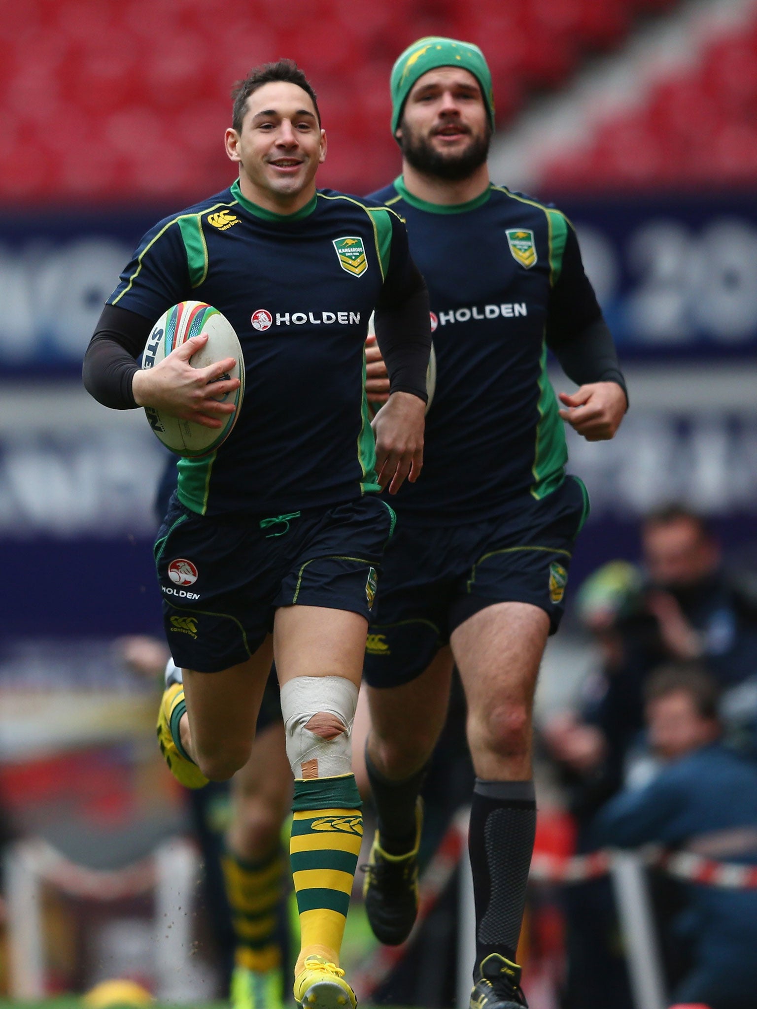 Billy Slater and Nate Myles at Old Trafford