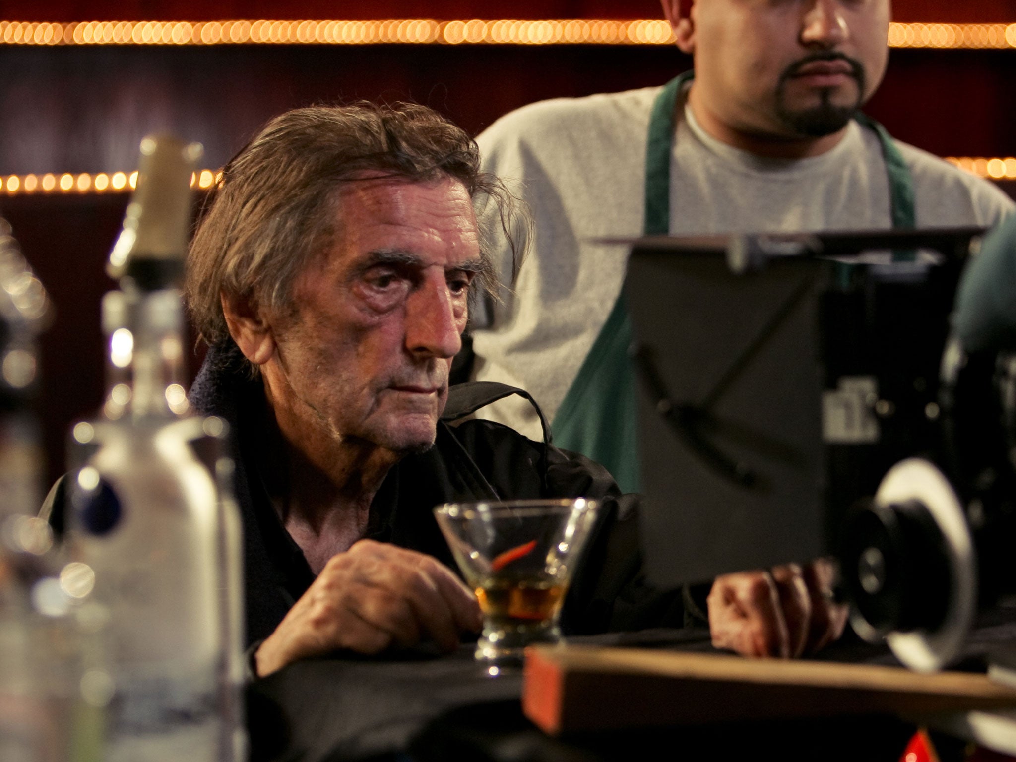 For his new film 'Carlos Spills the Beans', one scene involved a challenge as to who can eat the most red chillis without taking a drink. Harry Dean Stanton says: 'We used real chillis on the set and everyone’s faces went beetroot red.'