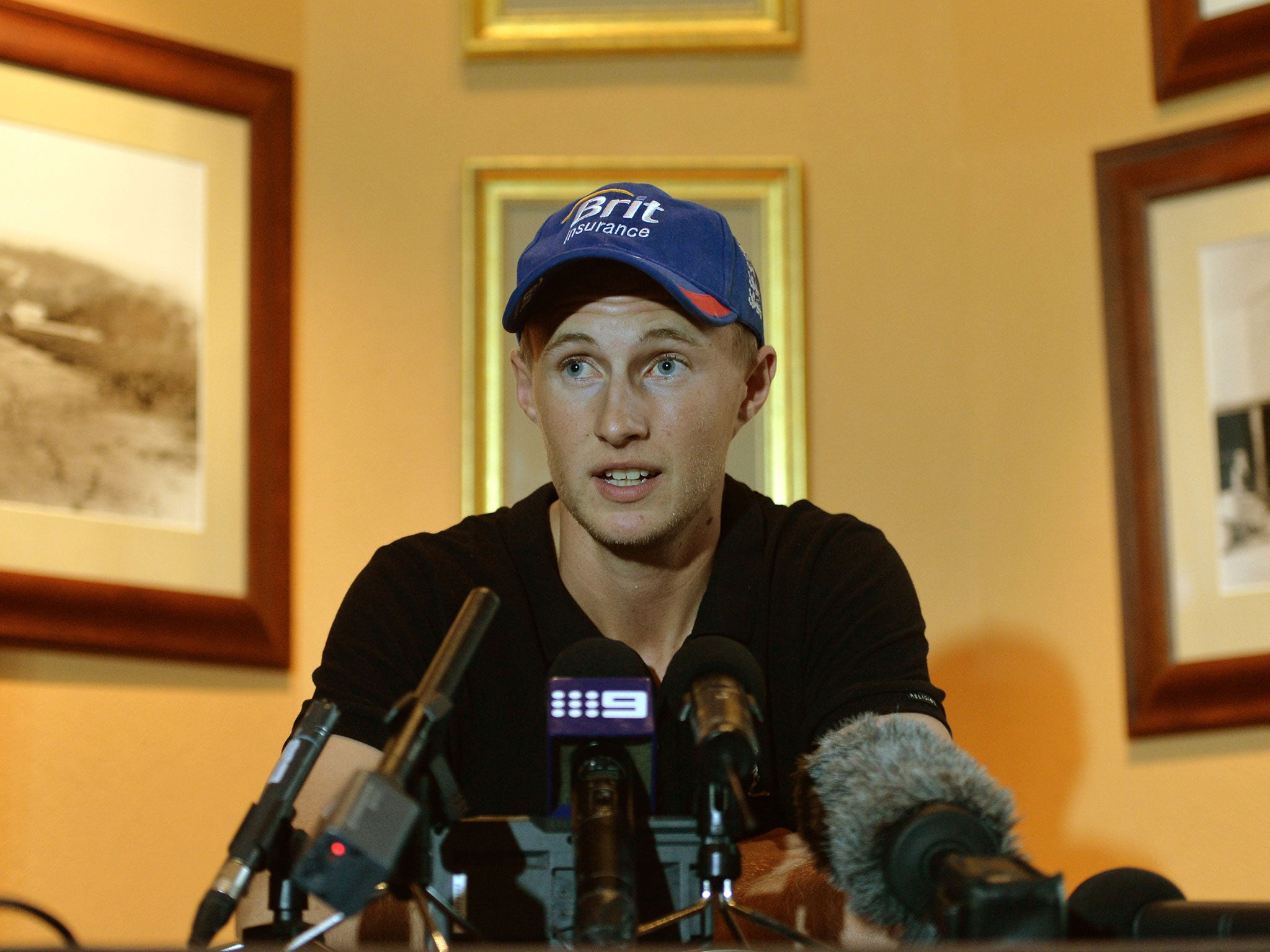 Joe Root speaking to the media in Adelaide