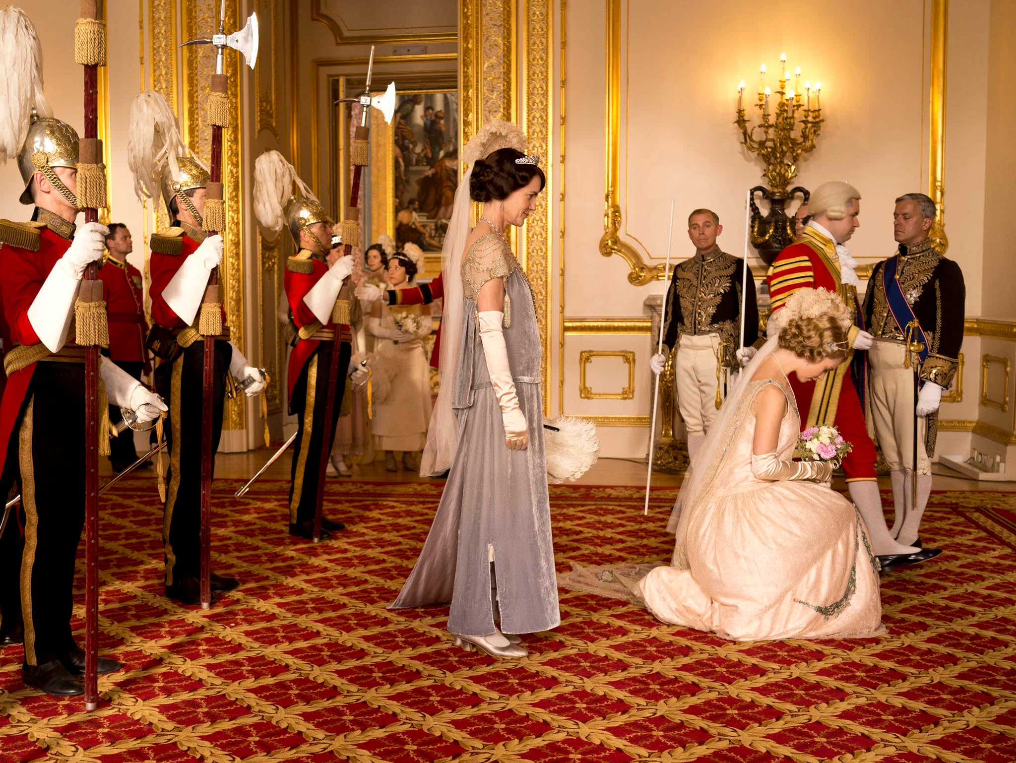 Elizabeth McGovern as Cora, Countess of Grantham and Lily James as Lady Rosein the Downton Abbey Christmas special 2013