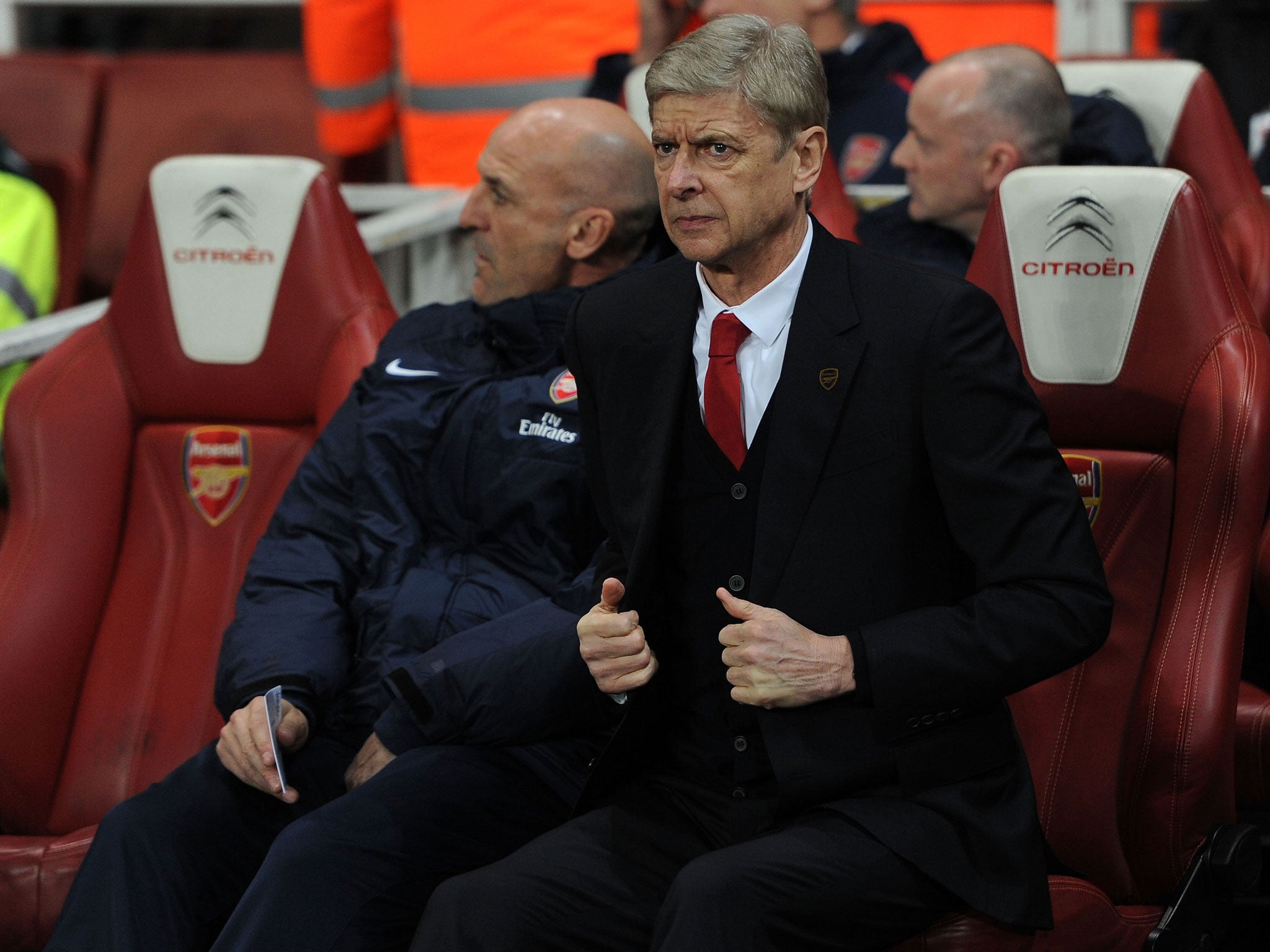 Arsene Wenger has urged his team to continue their winning habits after seeing Manchester United succumb to a 1-0 defeat to Everton