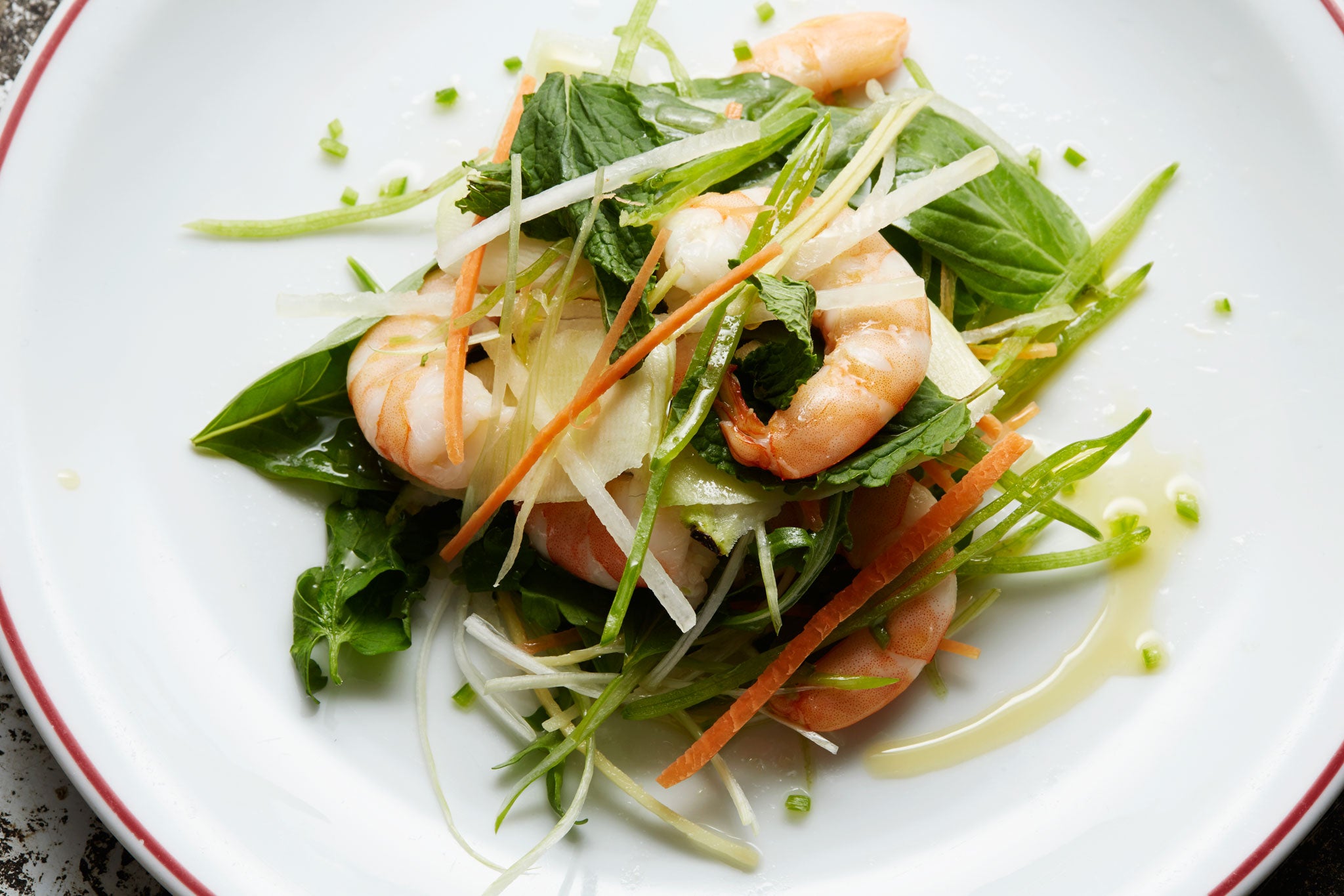 Prawn, green mango and lime salad