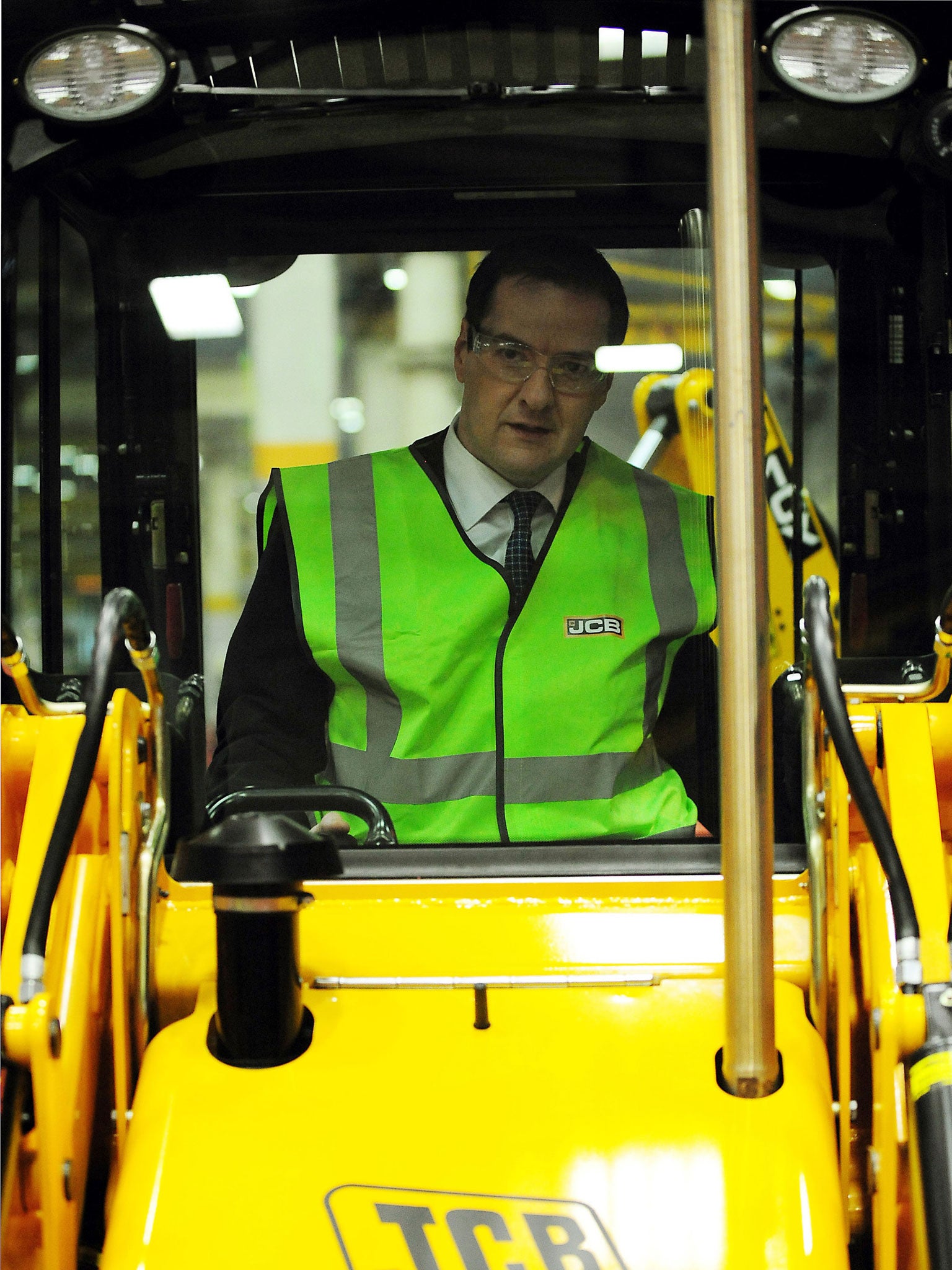 George Osborne visits a JCB factory in Staffordshire