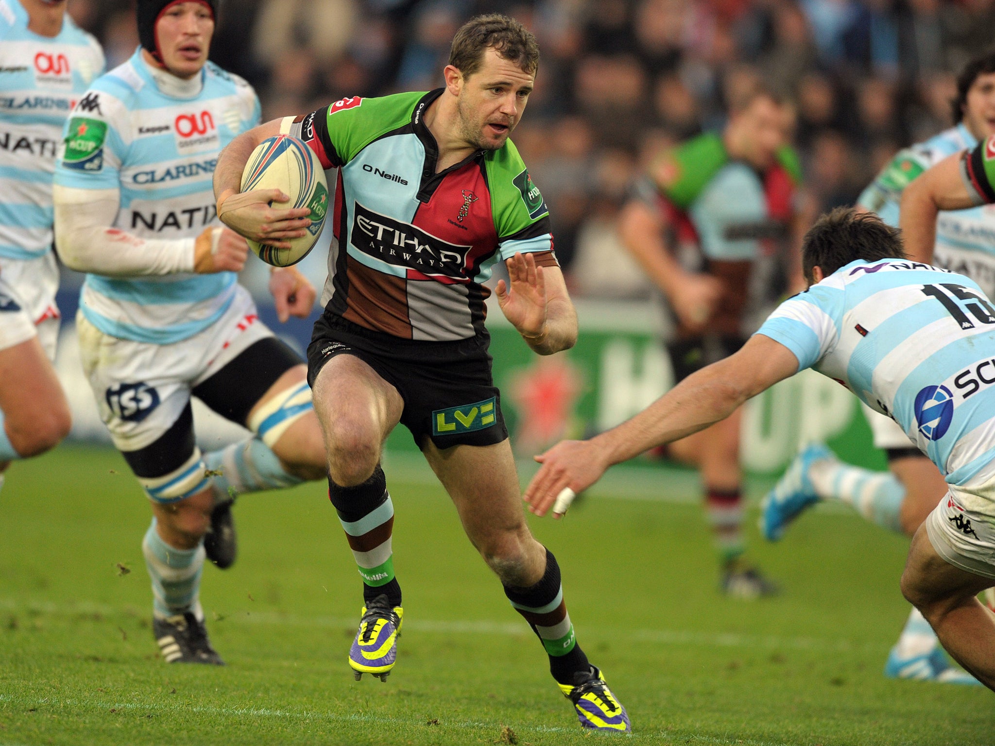 Harlequins fly-half Nick Evans scored 17 points in the Heineken Cup win over Racing Metro