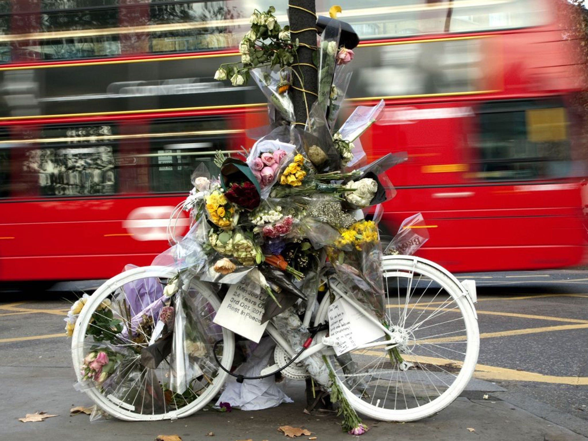 A memorial at King’s Cross, London, to cyclist Deep Lee, 24