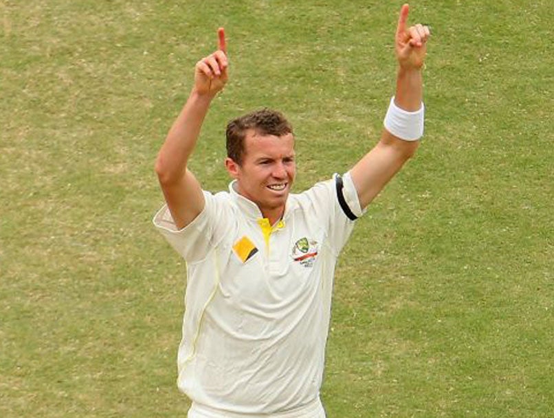 Peter Siddle celebrates taking the wicket of Kevin Pietersen for the ninth time in Test cricket