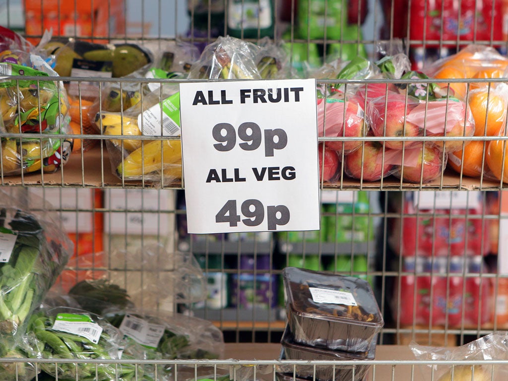 Fruit and veg on sale for knockdown prices in Britain's first "social supermarket"