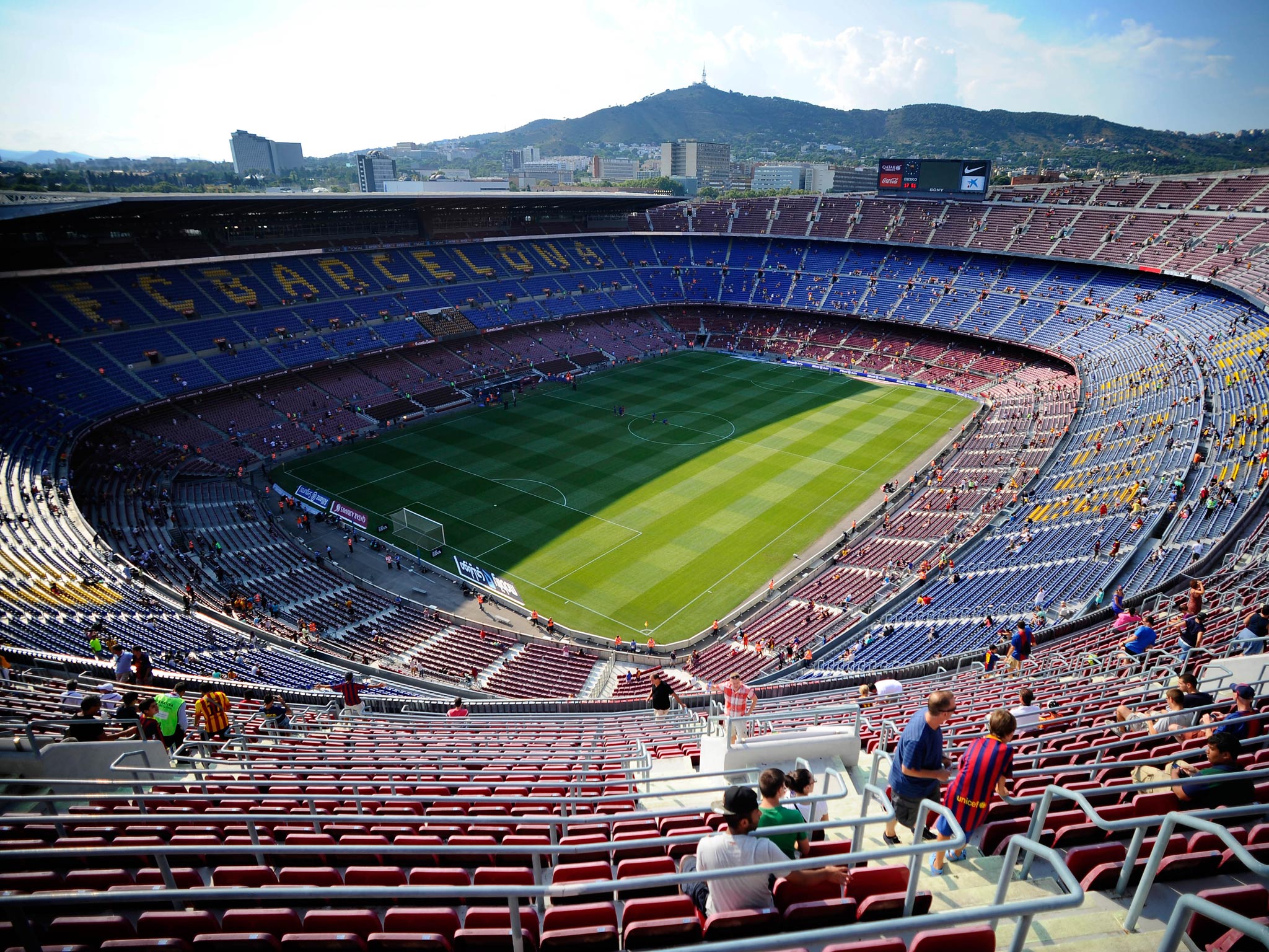 A view inside Barcelona's stadium the Nou Camp