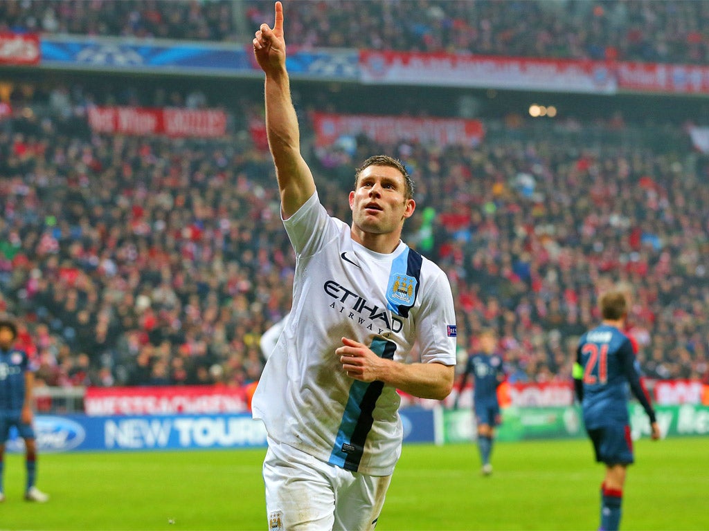 James Milner celebrates scoring the winner