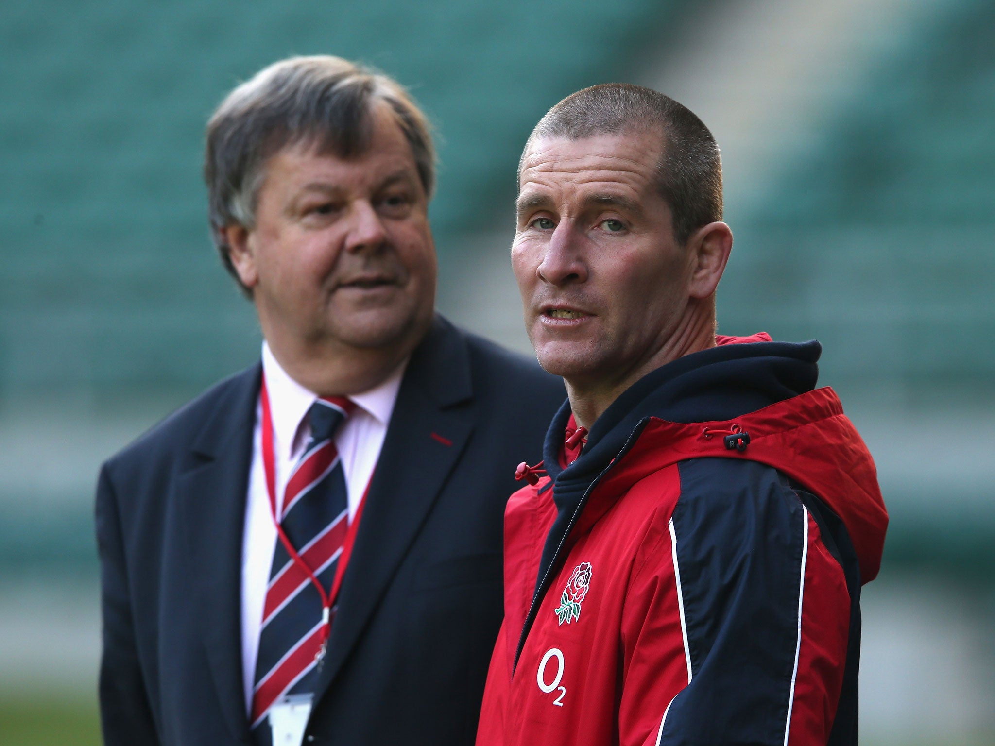 RFU chief executive Ian Ritchie alongside England head coach Stuart Lancaster