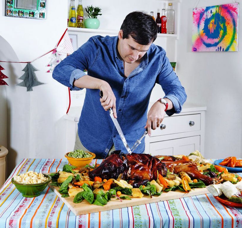 Martin Morales with his lechon Andina