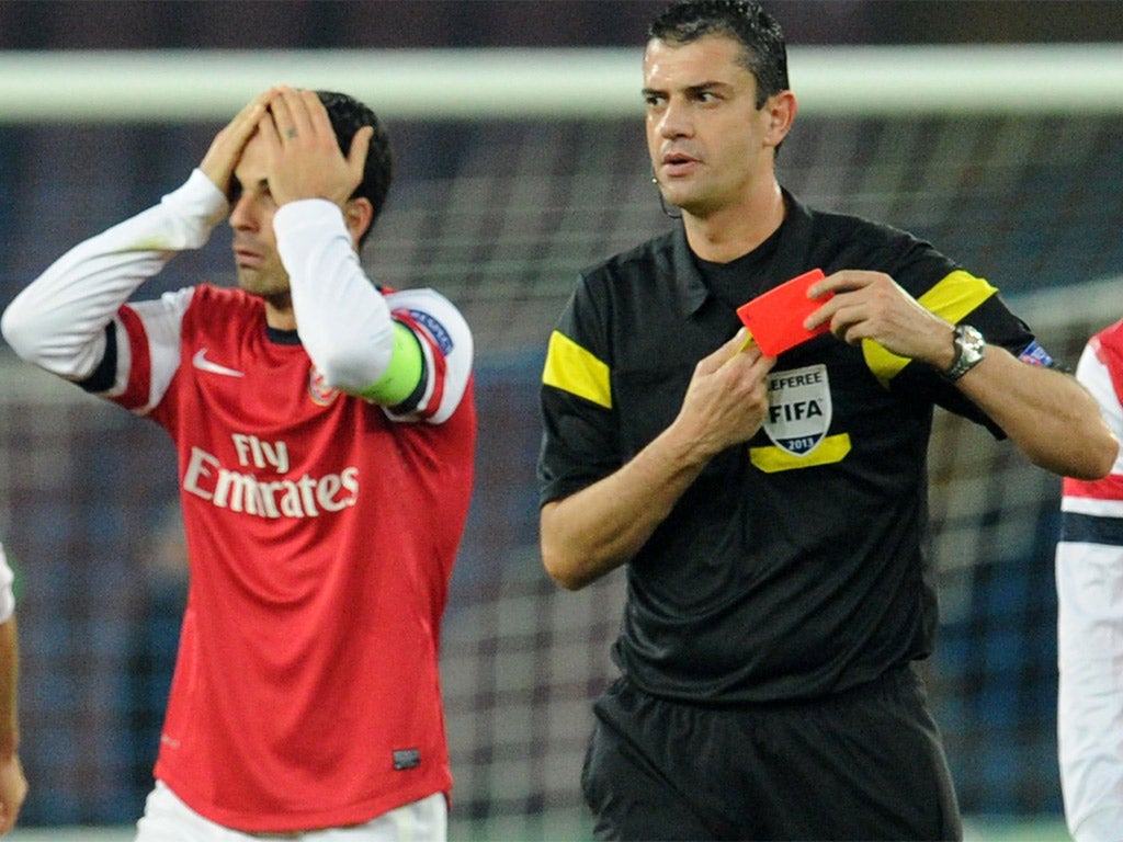 Mikel Arteta will miss Arsenal's next Champions League game after being sent off (Getty)