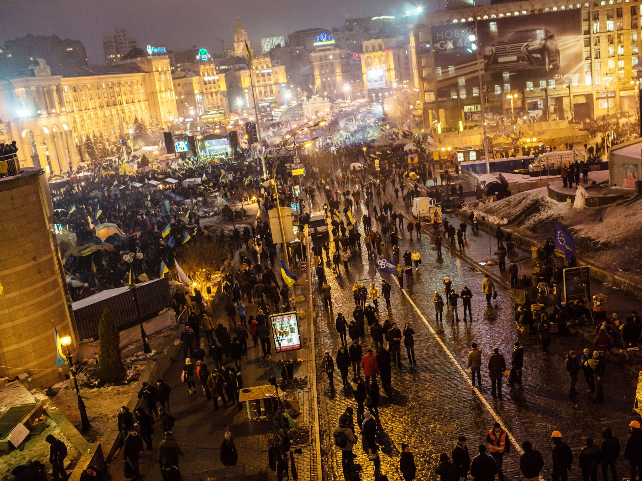 Anti-government protesters continue to gather in Independence Square