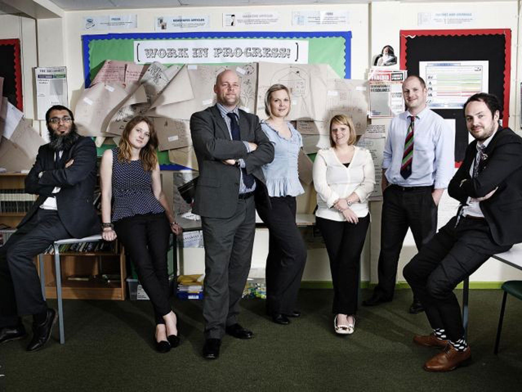 New lead: Mr Mitchell and the teaching staff