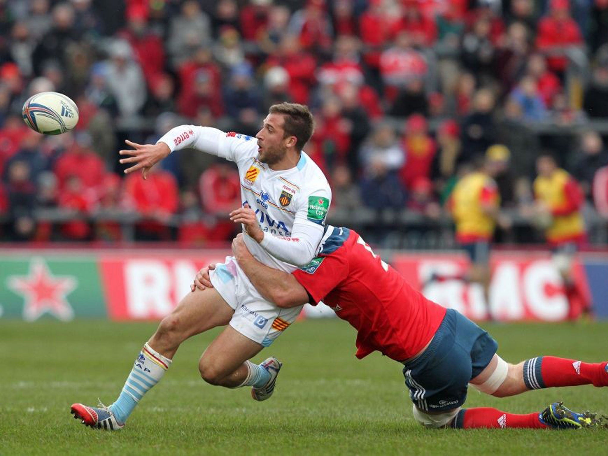 Perpignan were fighting for their lives and seemed to have secured victory with only three minutes to play when Tommaso Benvenuti’s try gave them a 17-13 lead