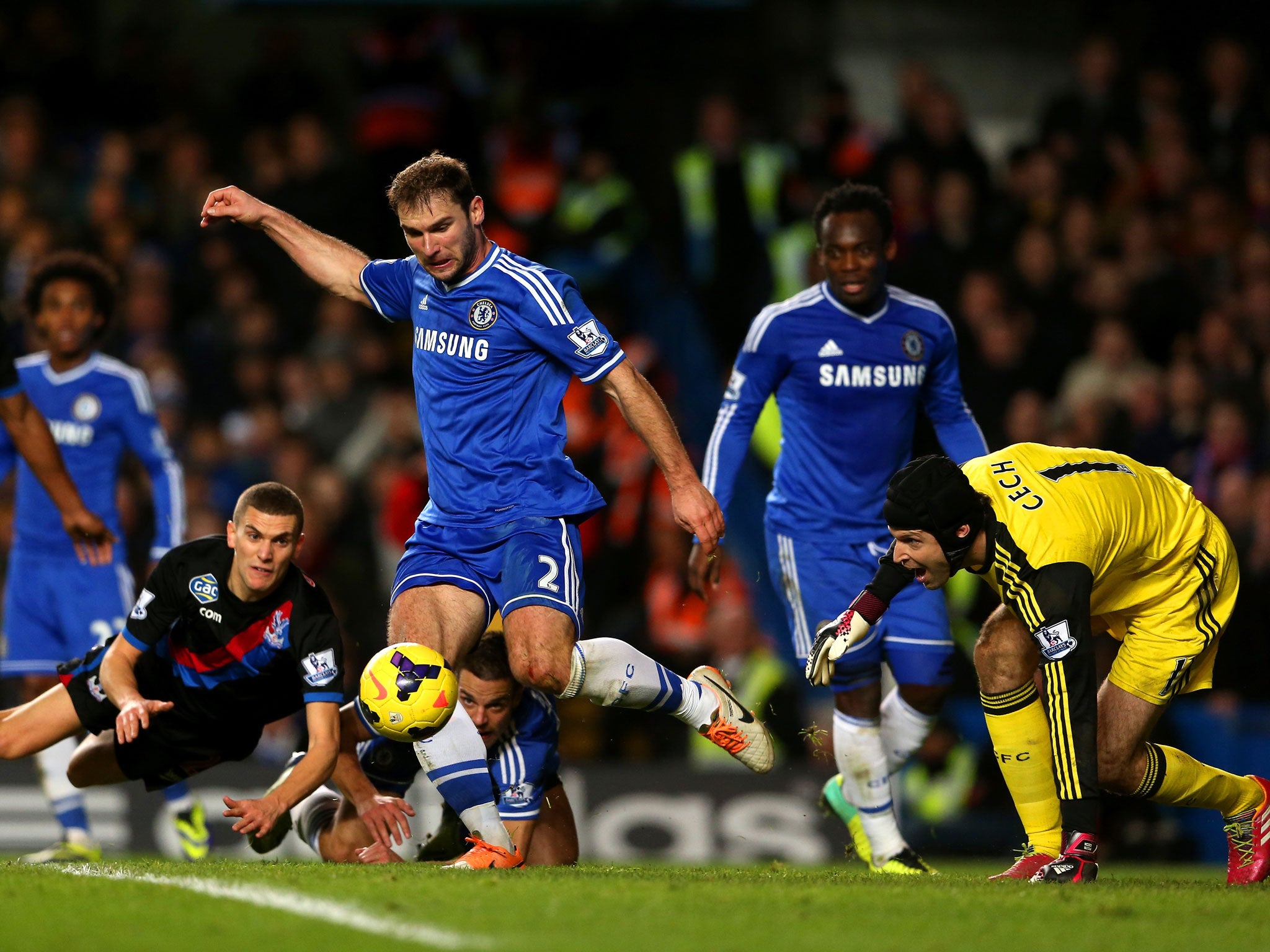 Branislav Ivanovic clears the ball during Chelsea's 2-1 win over Crystal Palace