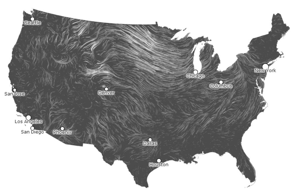 The Wind Map created by Fernanda Viégas and Martin Wattenberg.