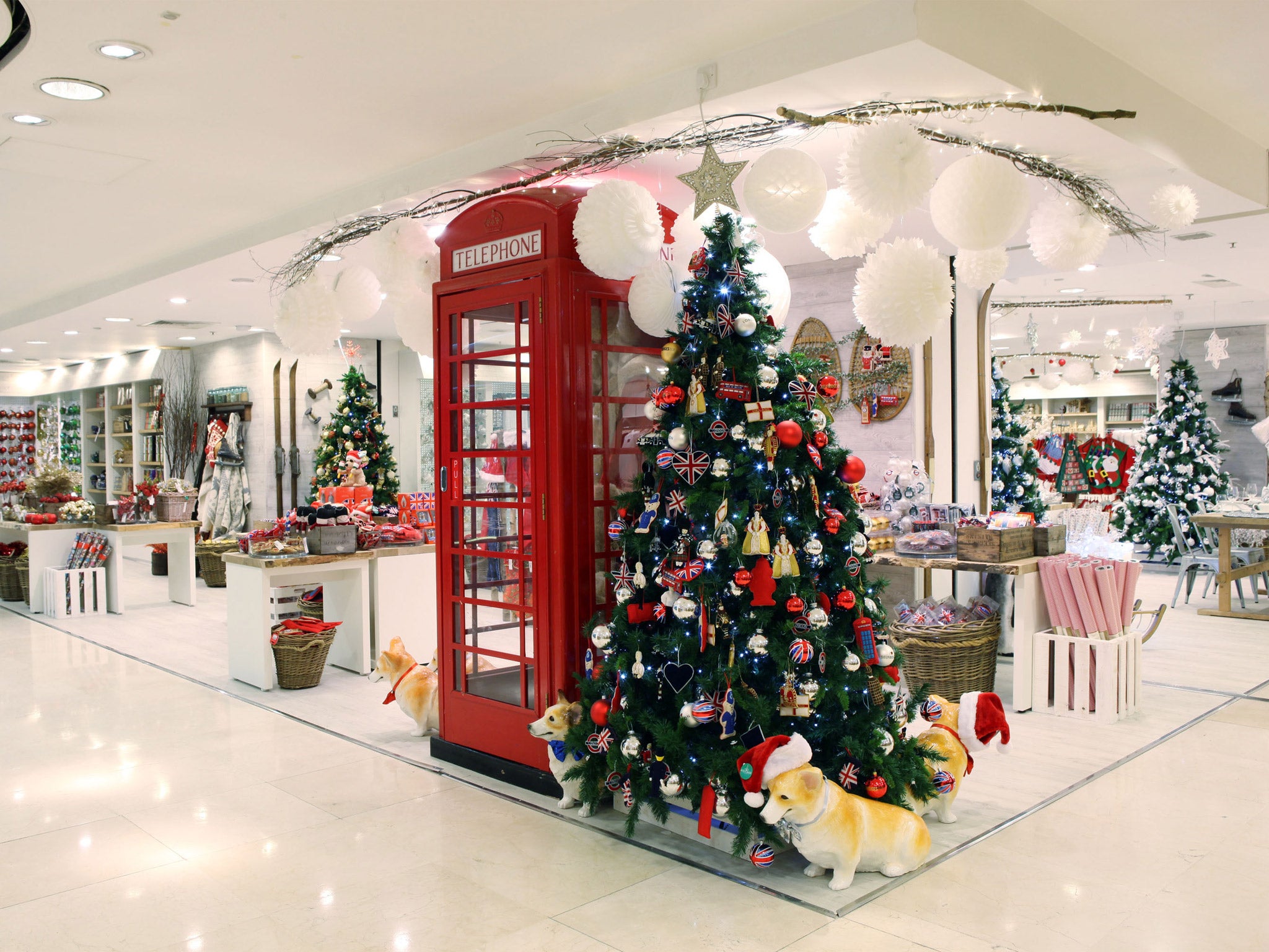 A very British Christmas display inside the store