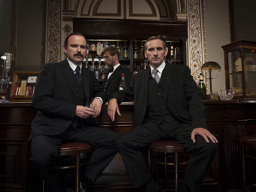 Bar humbug: Rory Kinnear as Lord Lucan and Christopher Eccleston as John Aspinall in ITV’s ‘Lucan’